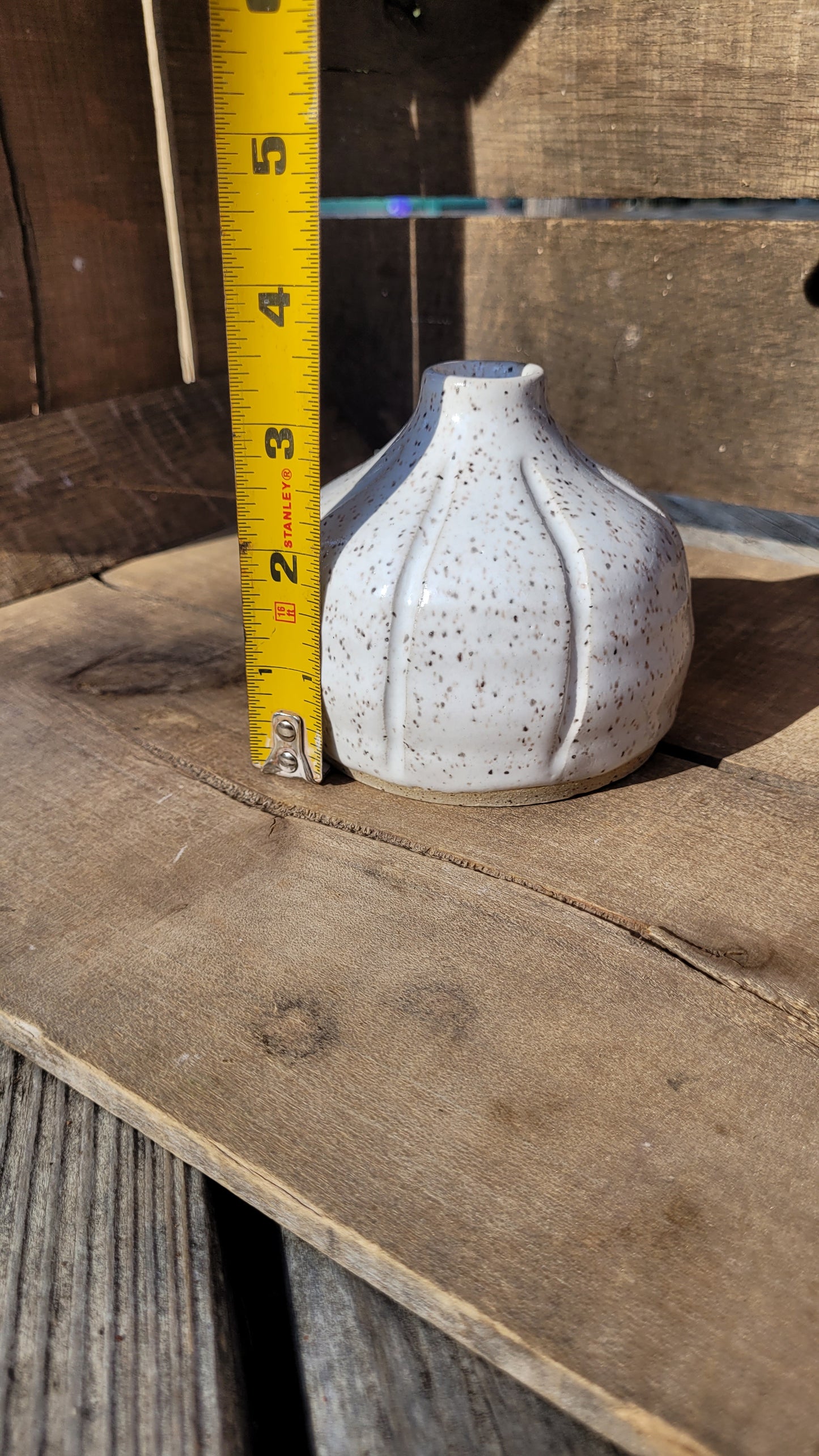 Speckled White Pumpkin Bud Vase