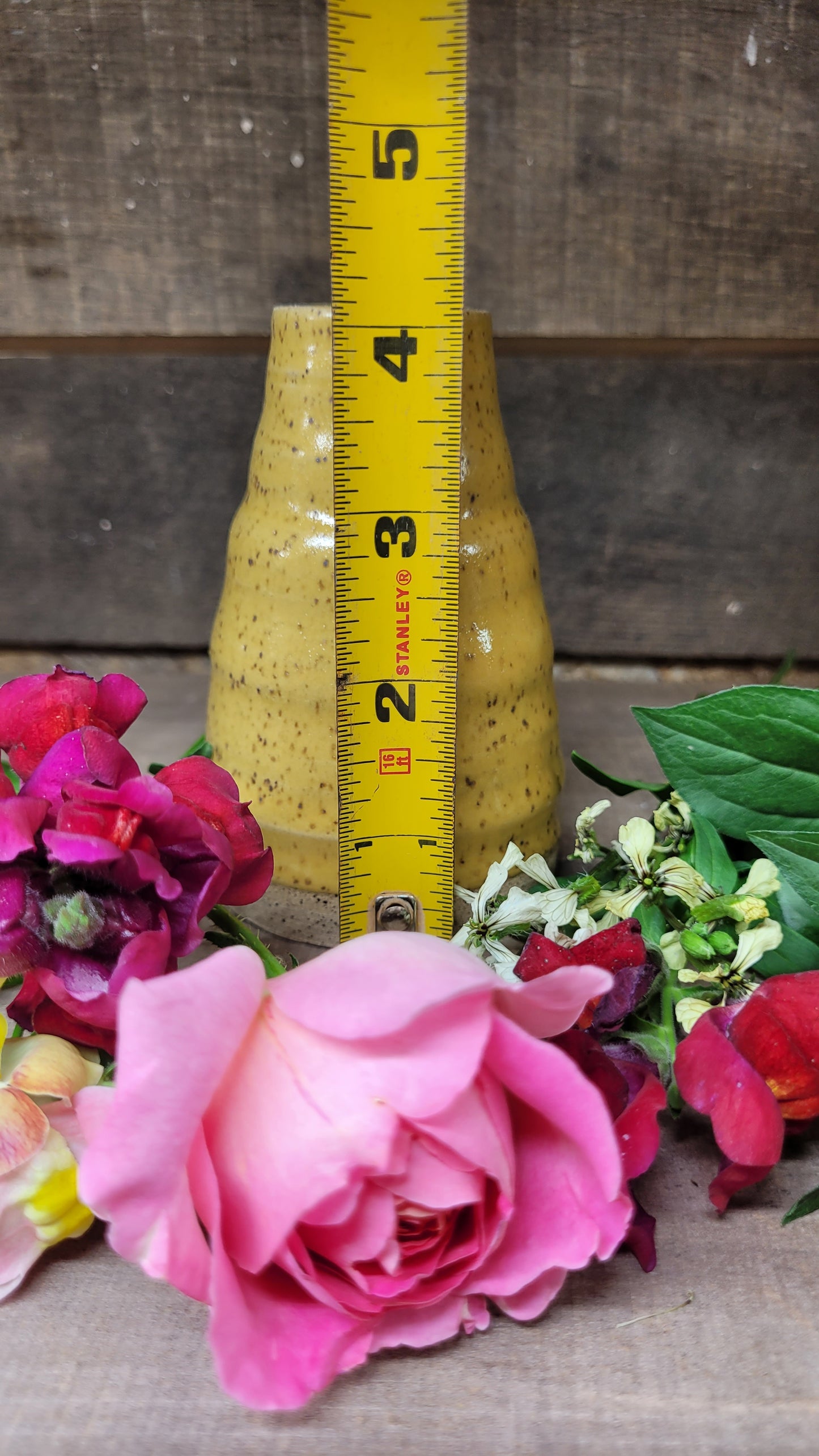 Speckled Yellow Bubble Bud Vase