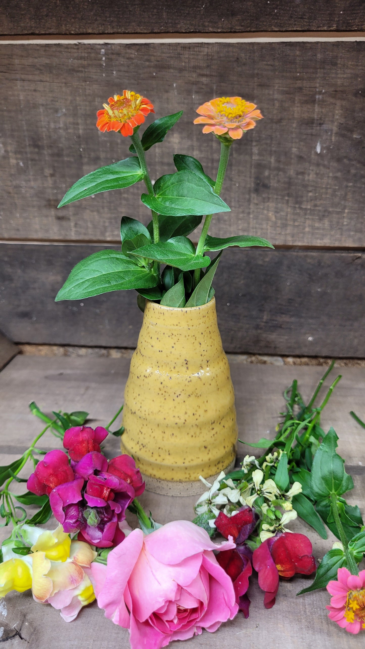 Speckled Yellow Bubble Bud Vase