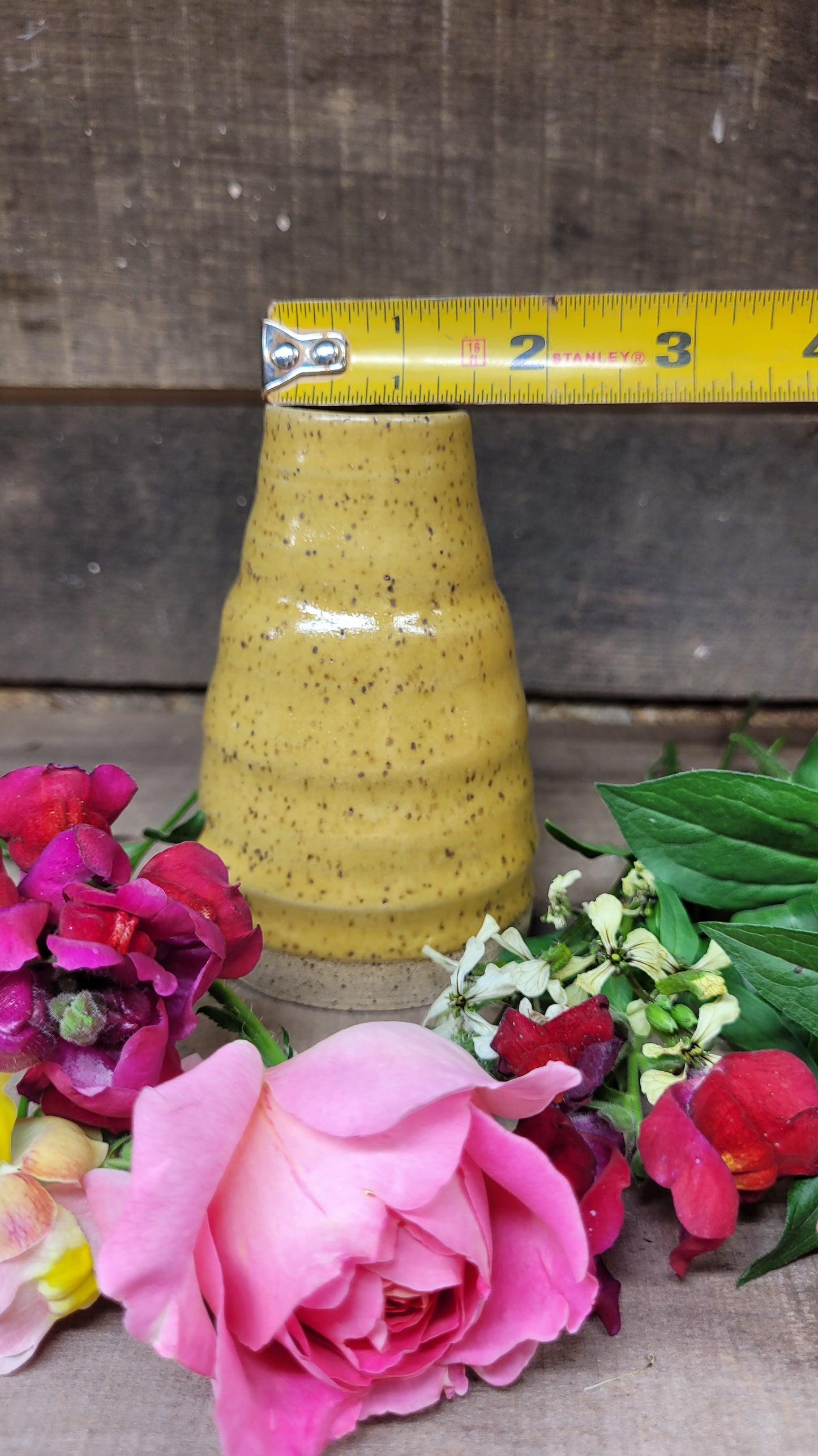 Speckled Yellow Bubble Bud Vase