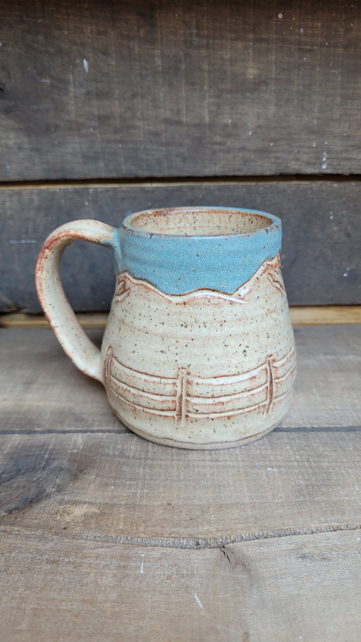 Mountain Thrown Chai Sky Fence & Mountains Mug 14oz