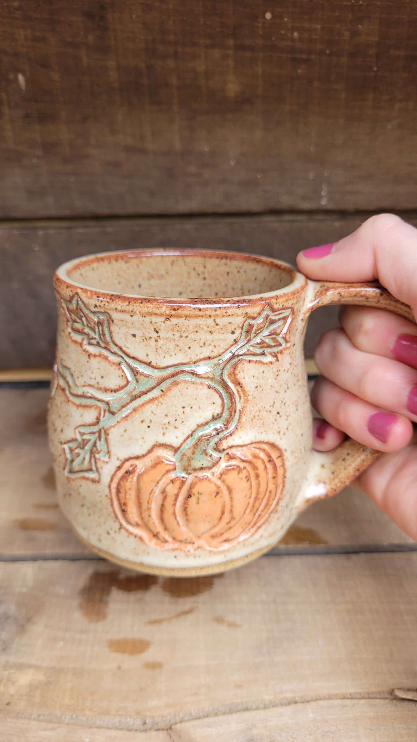 Mountain Thrown Pumpkin Vine Mug 13oz