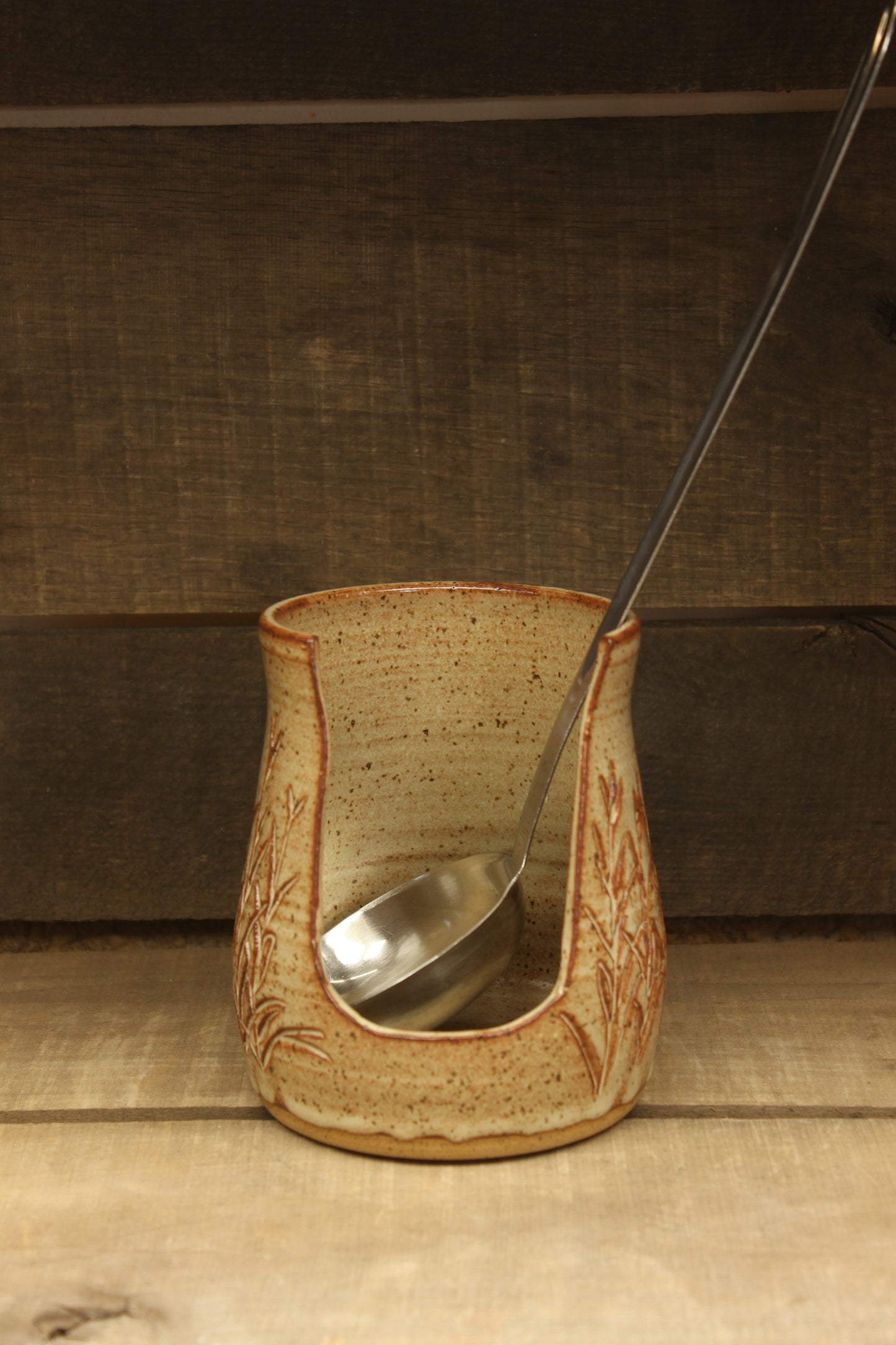 Handcarved Corn Wheelthrown Upright Spoonrest