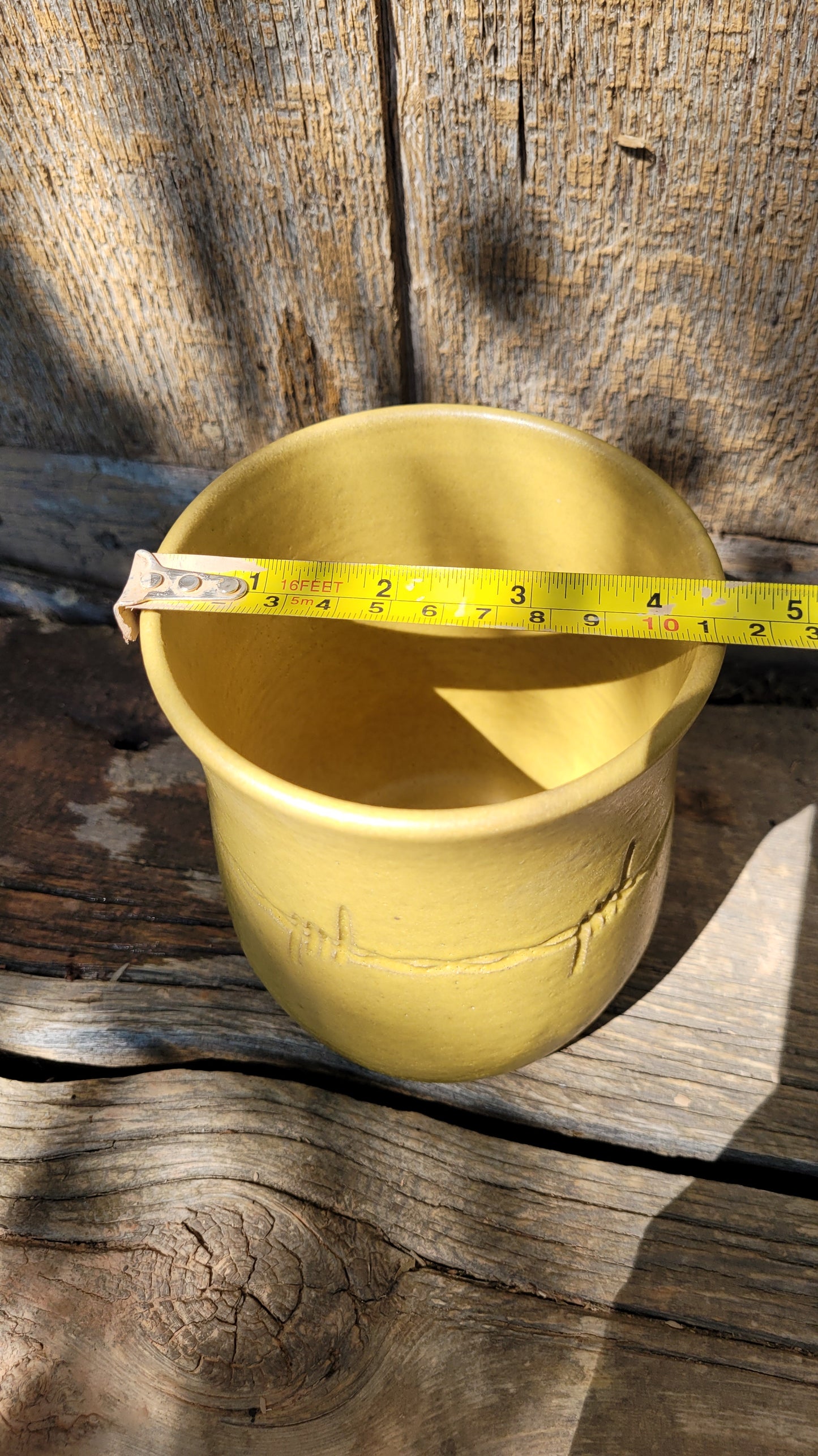 Gold Handcarved Barbed Wire Wheelthrown Vase