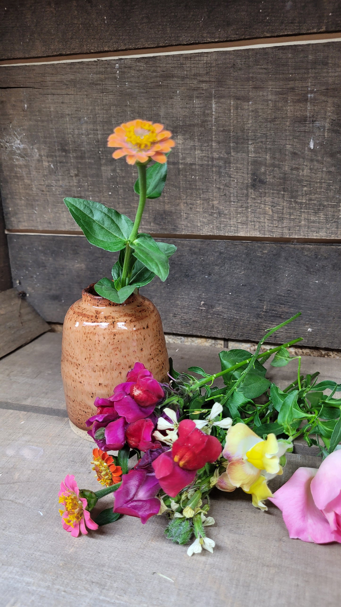 Orange Fluted Bud Vase