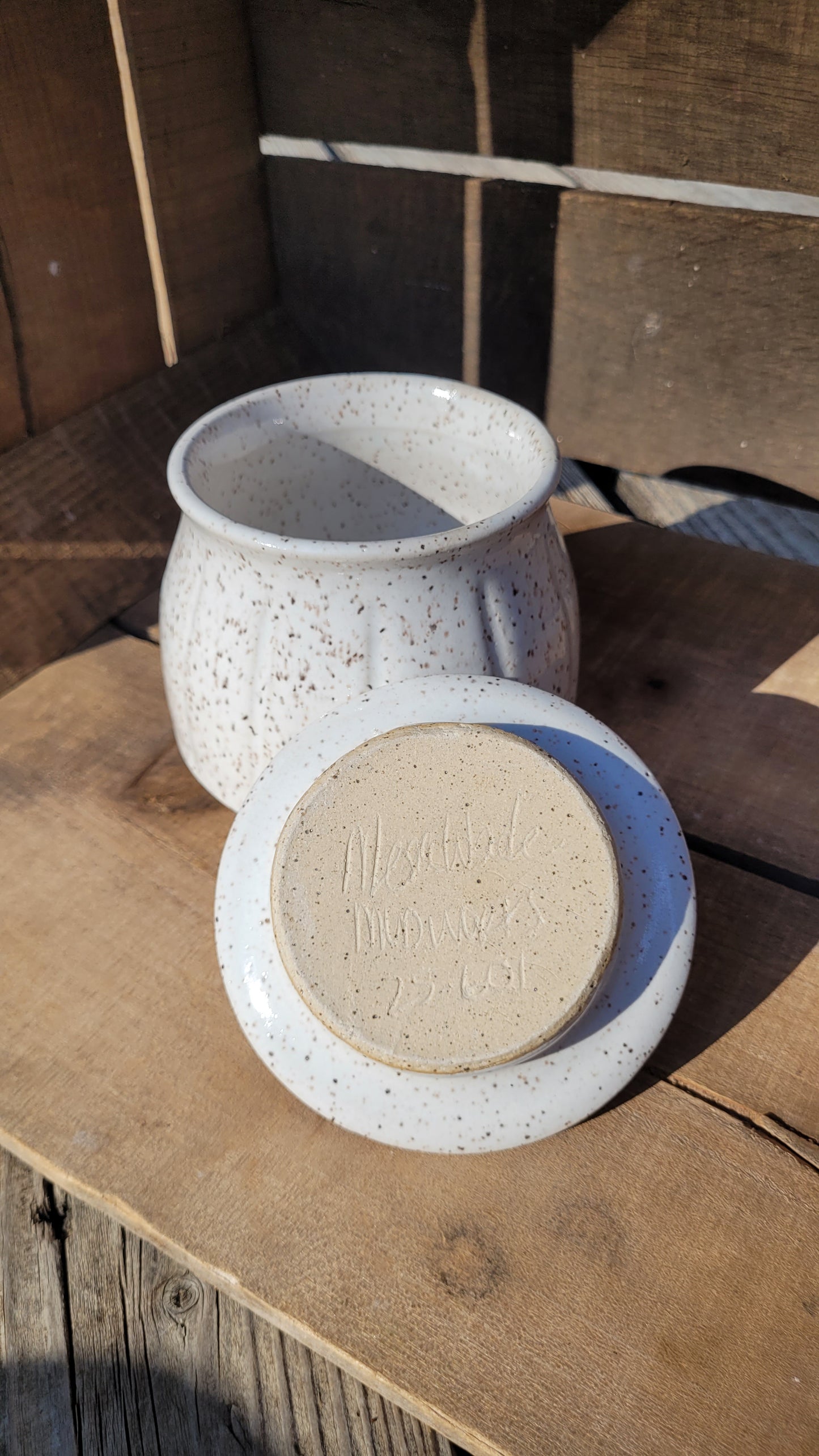 Speckled White Pumpkin Jar
