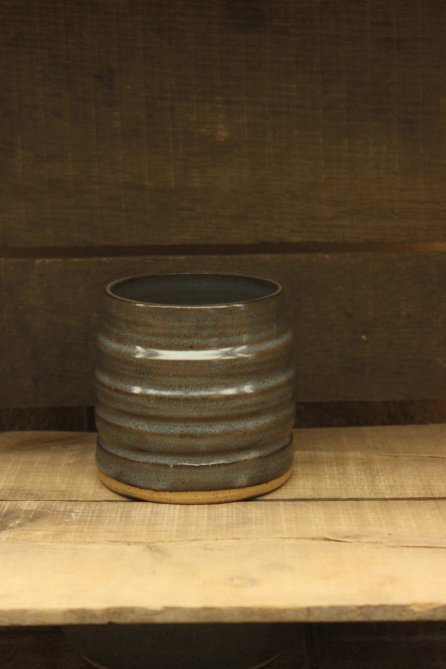 Ceramic blue mini utensil crock