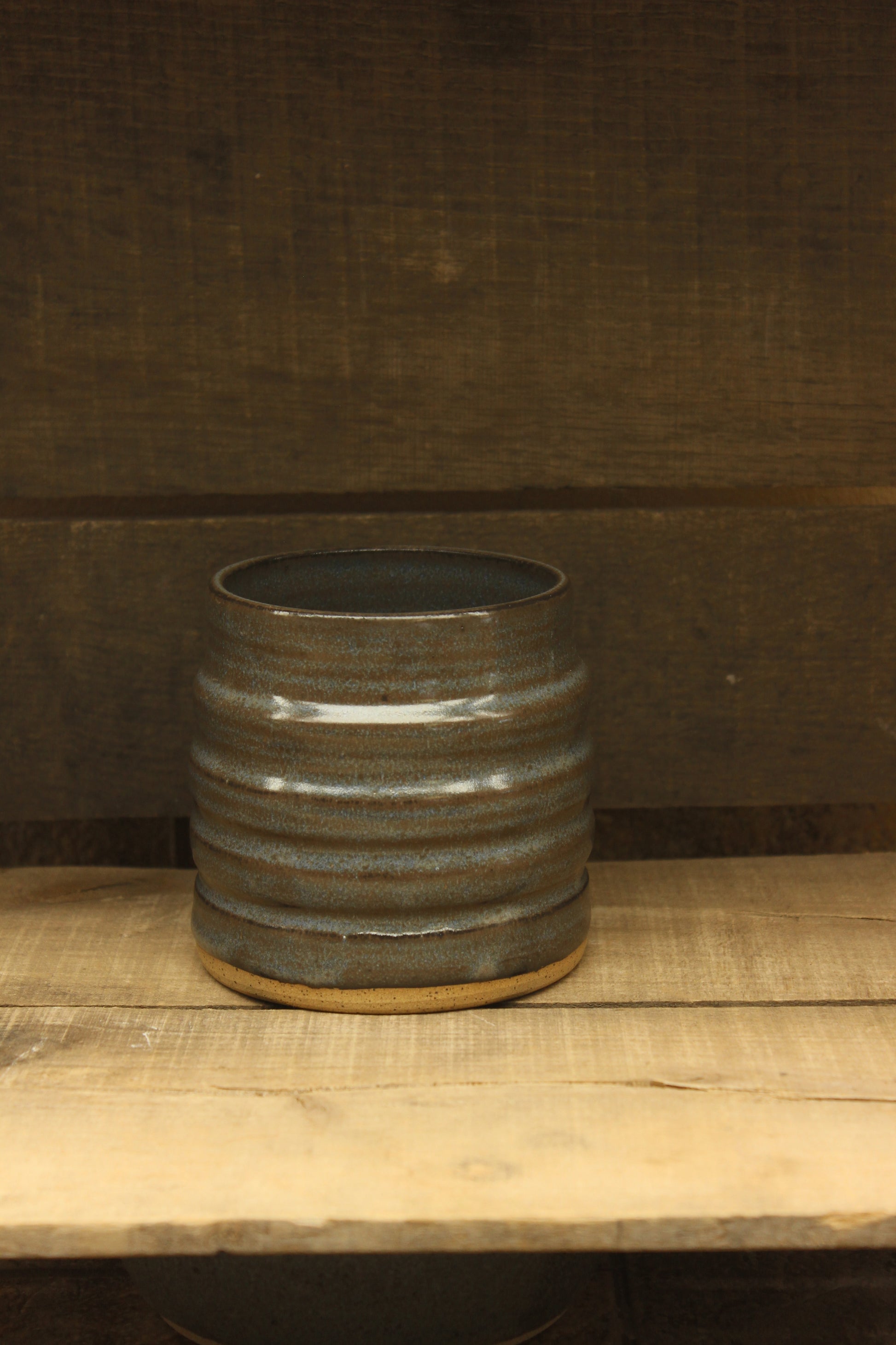 Ceramic blue mini utensil crock