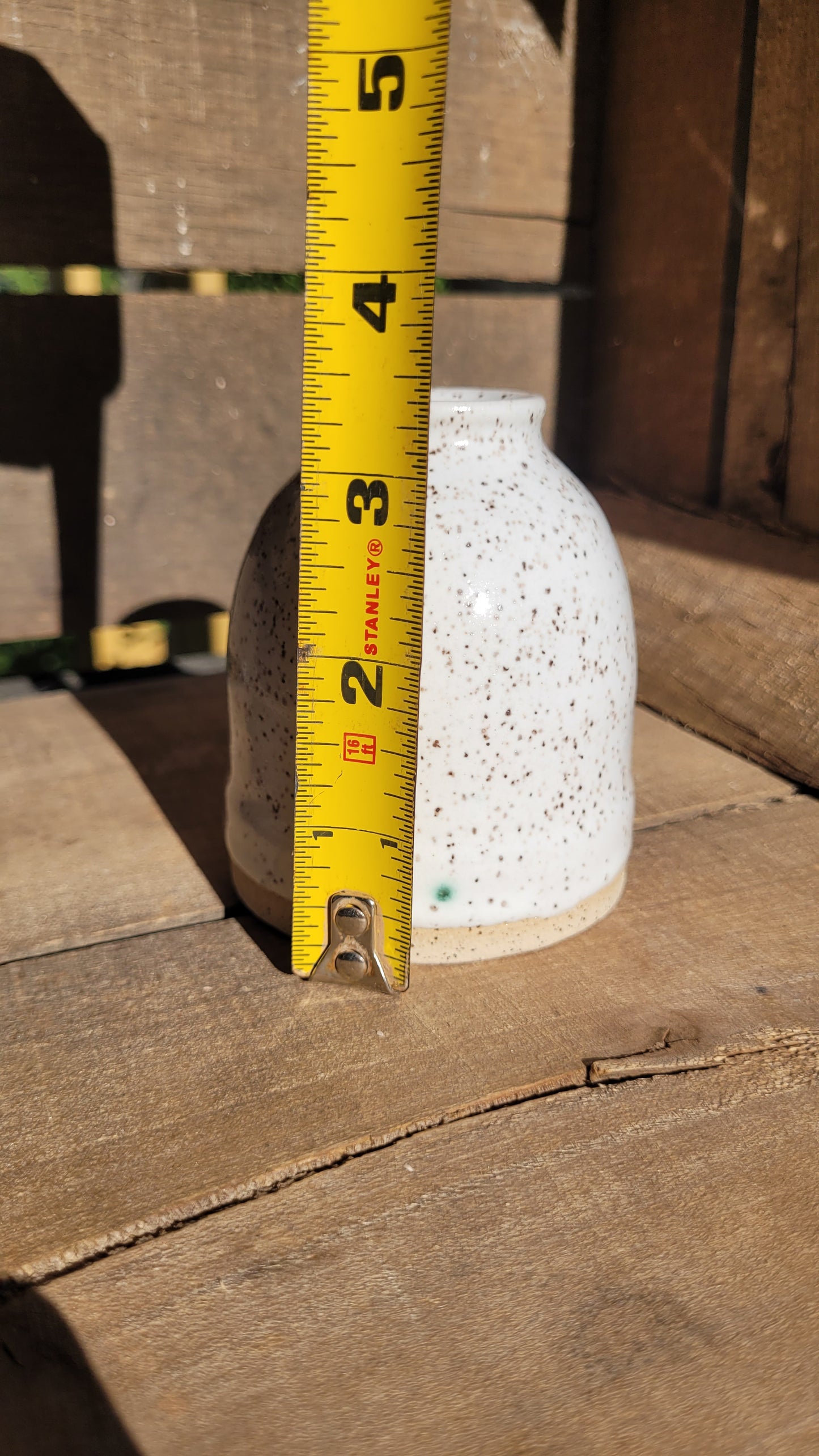 Small White Speckled Bud Vase *see description