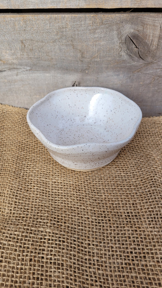 White Speckled Fluted Dessert Dish