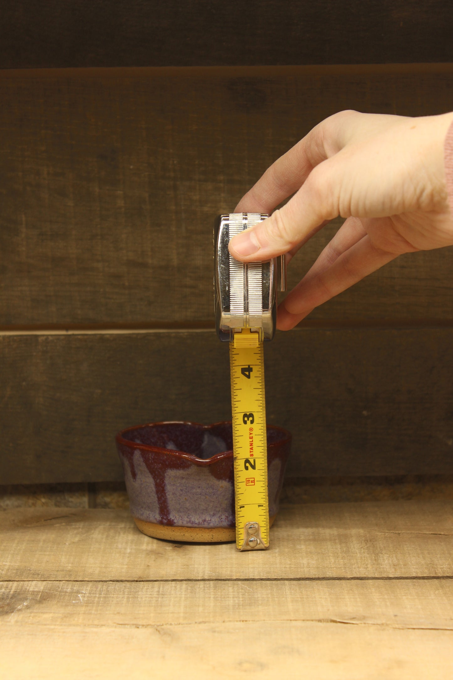 Purple and Red Drip Wheelthrown Heart Bowl