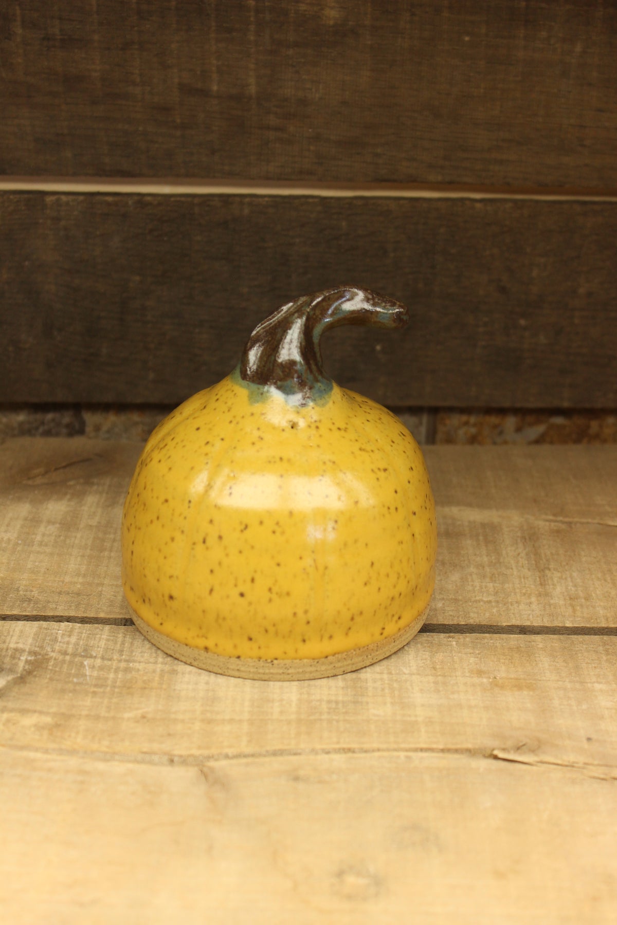 Wheelthrown Hollow Yellow Speckled Pumpkin