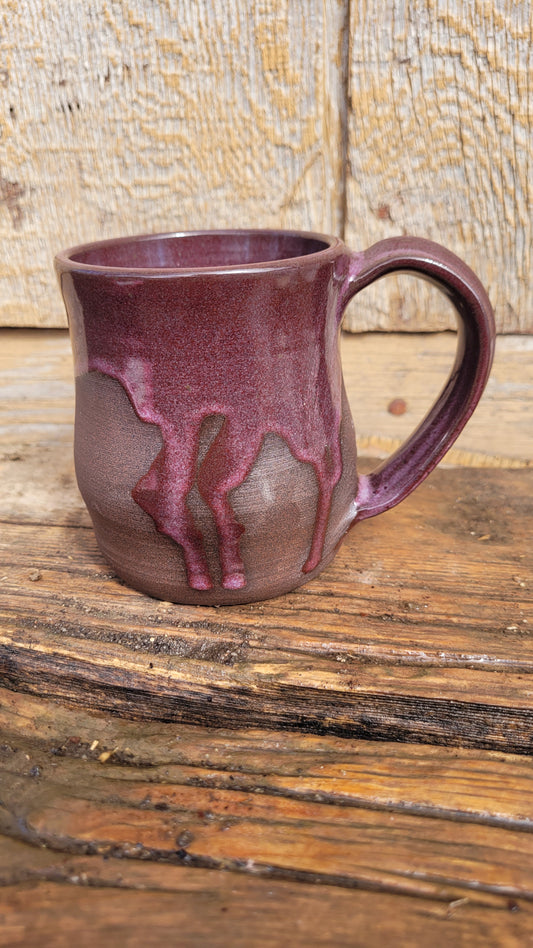 Purple Dripped Chocolate Wheelthrown Mug 10oz #2