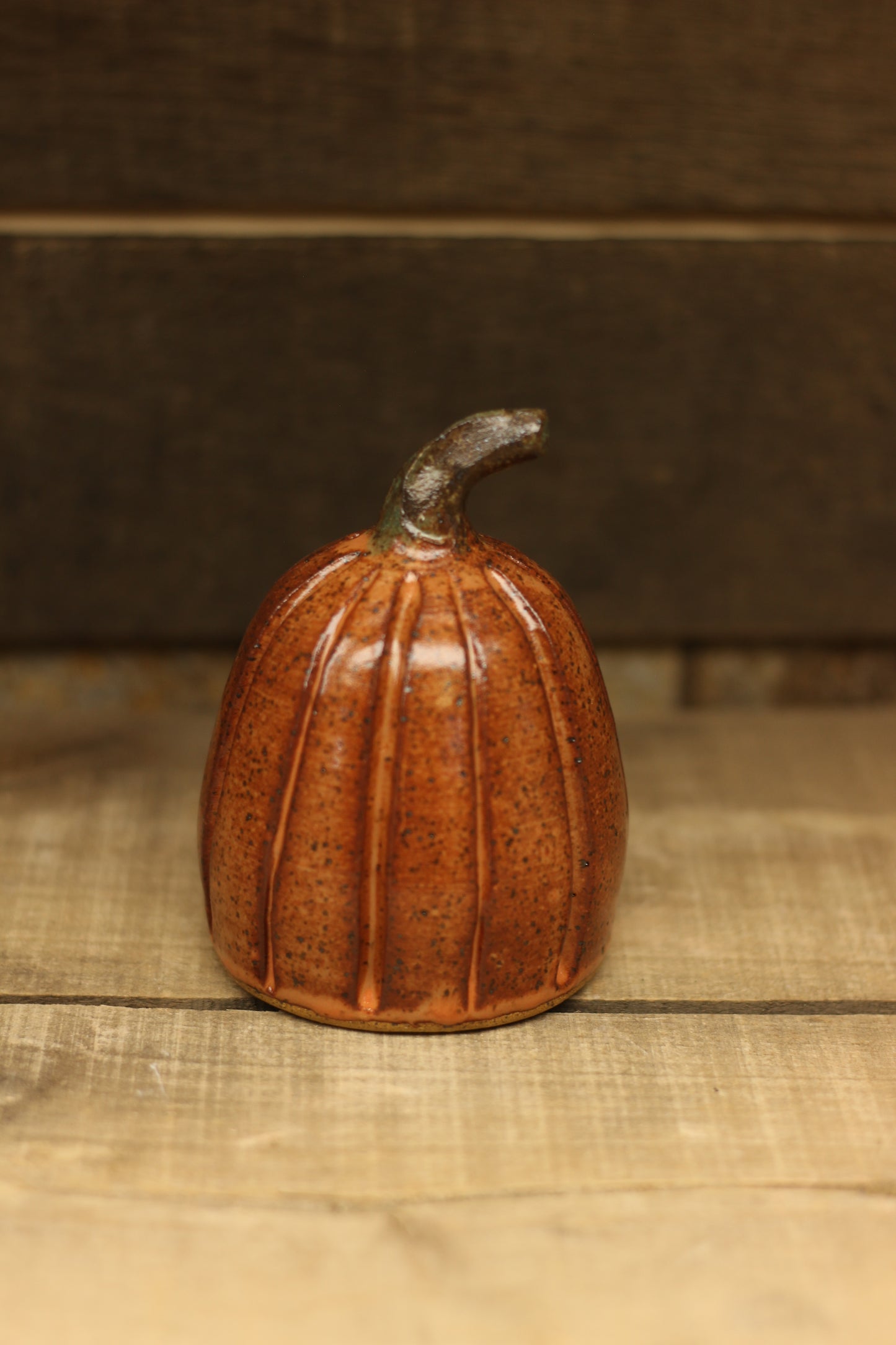 Orange Wheelthrown Hollow Pumpkin