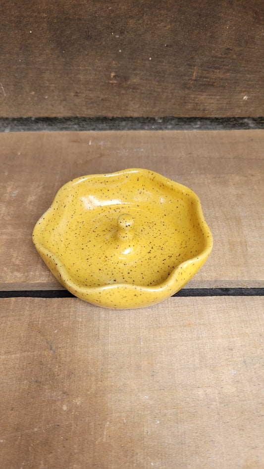 Speckled Yellow Fluted Ring Dish #2
