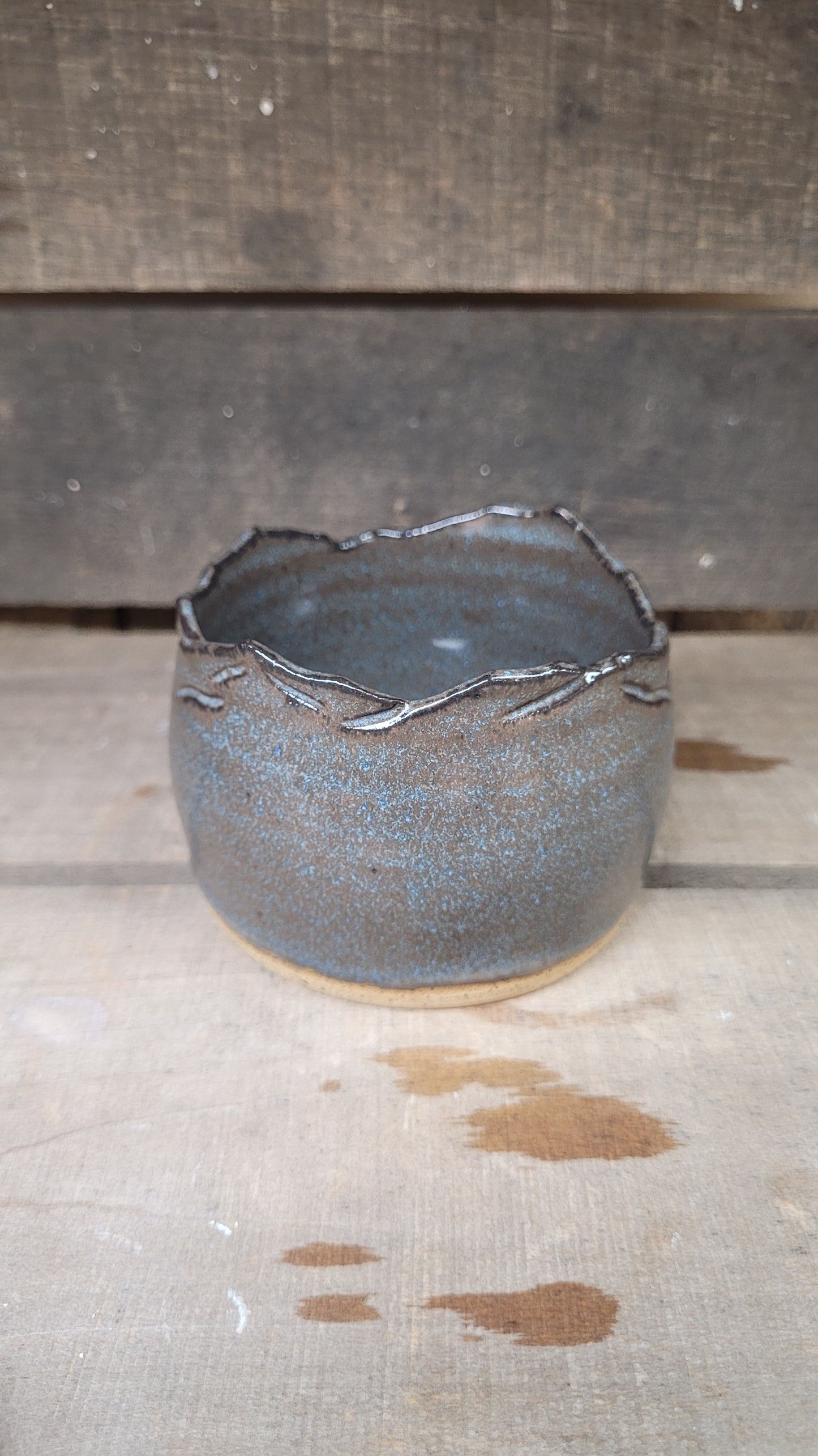 Dark Rustic Blue Mountain edge Wheelthrown Bowl
