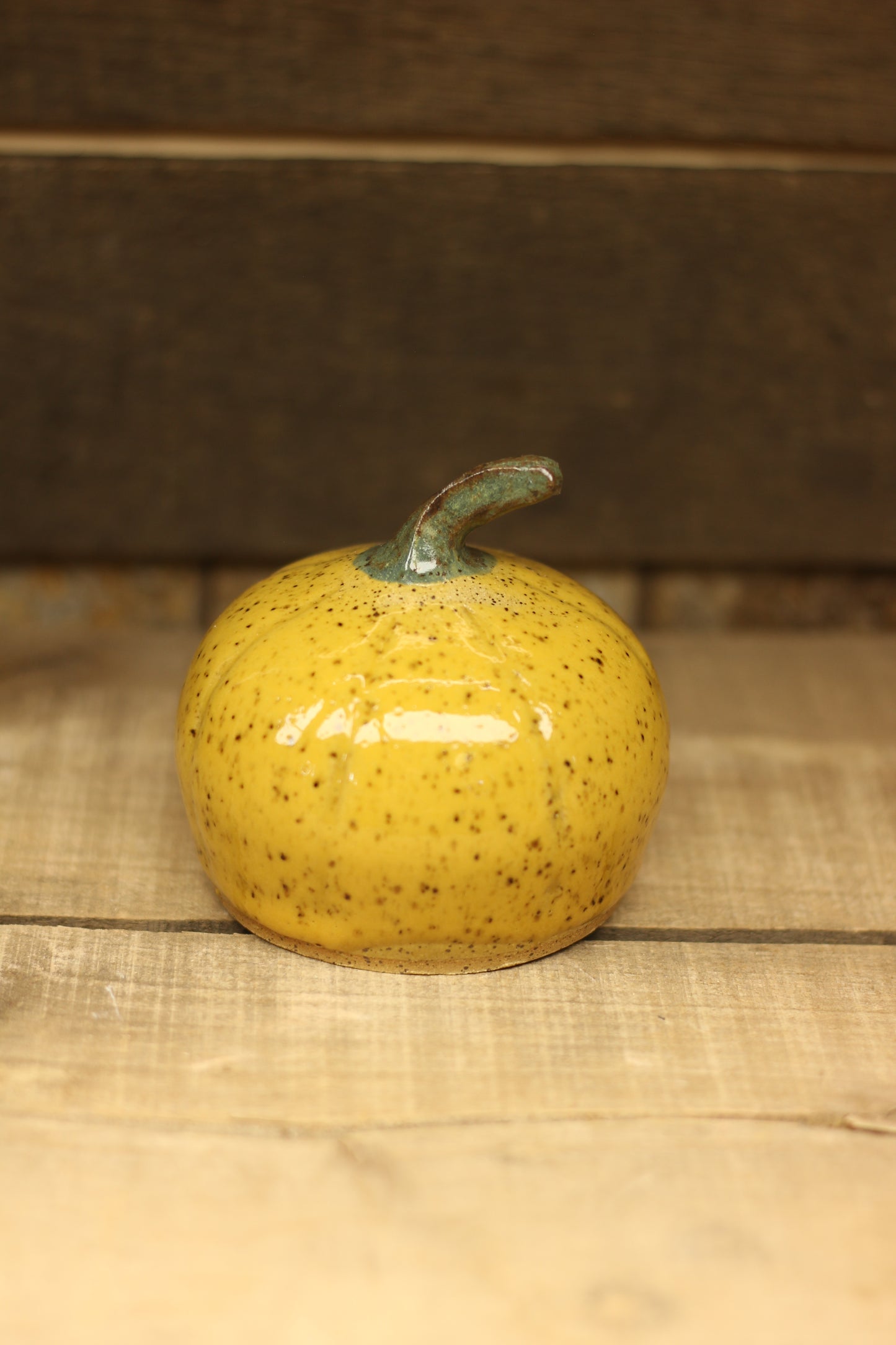 Yellow Wheelthrown Hollow Pumpkin