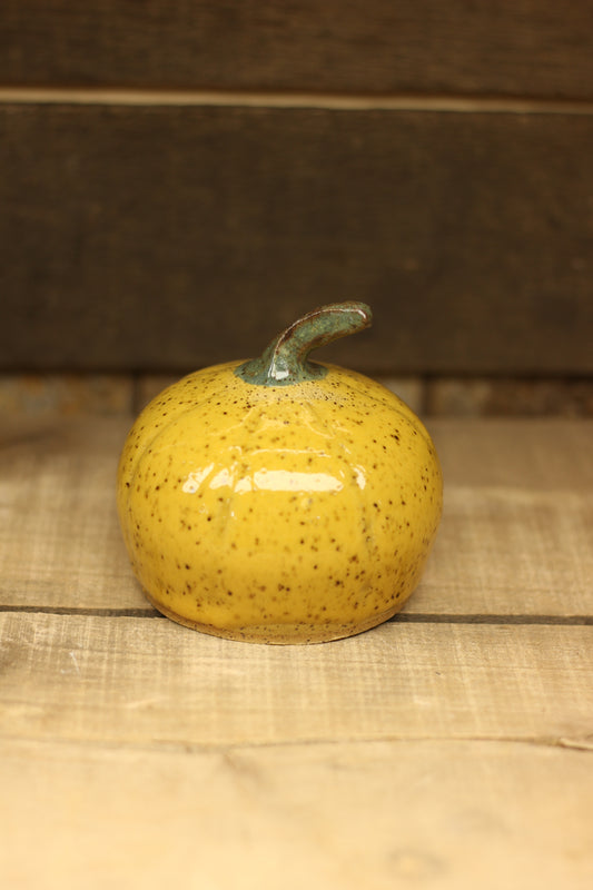Yellow Wheelthrown Hollow Pumpkin