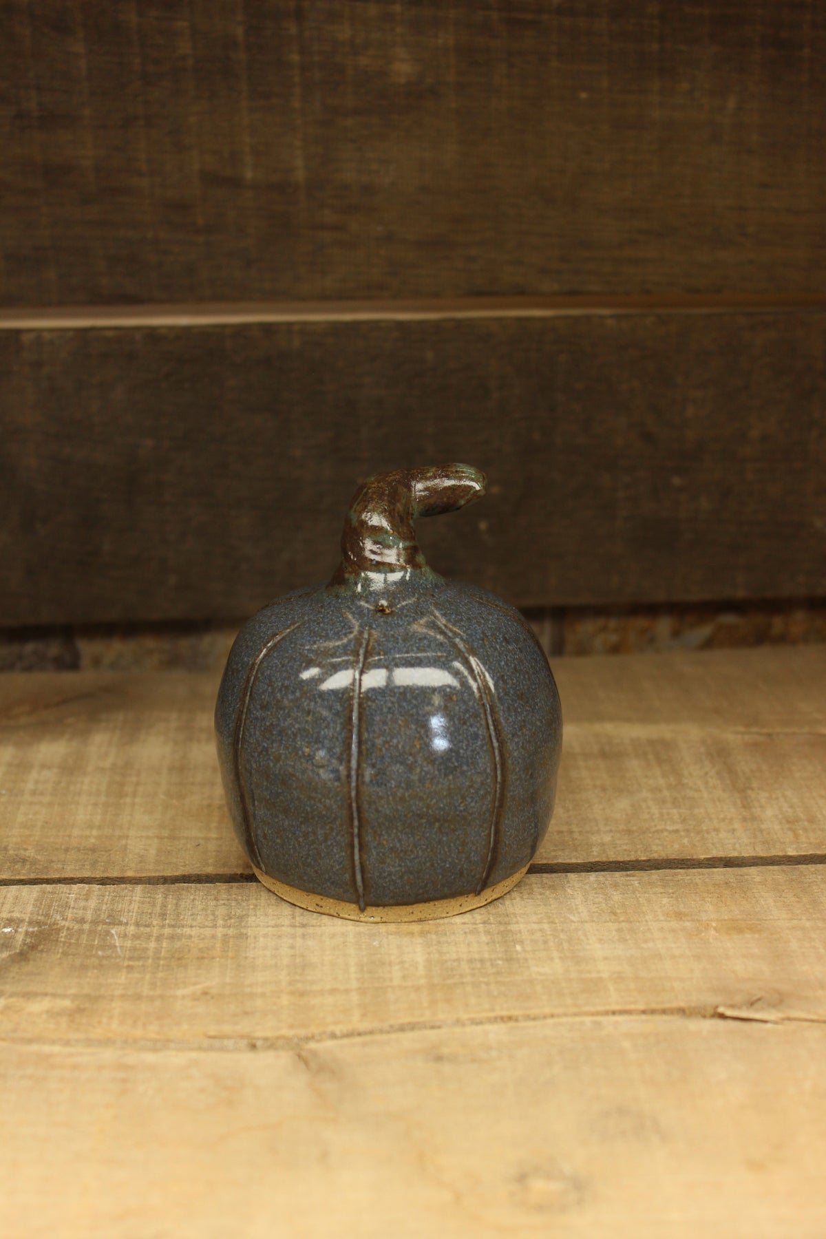 Dark Blue Wheelthrown Hollow Pumpkin