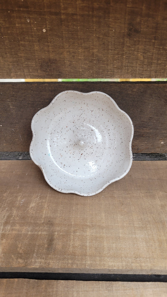Speckled White Fluted Jewelry Dish