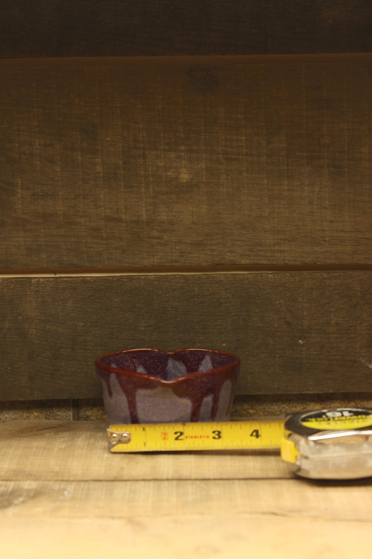 Purple and Red Drip Wheelthrown Heart Bowl