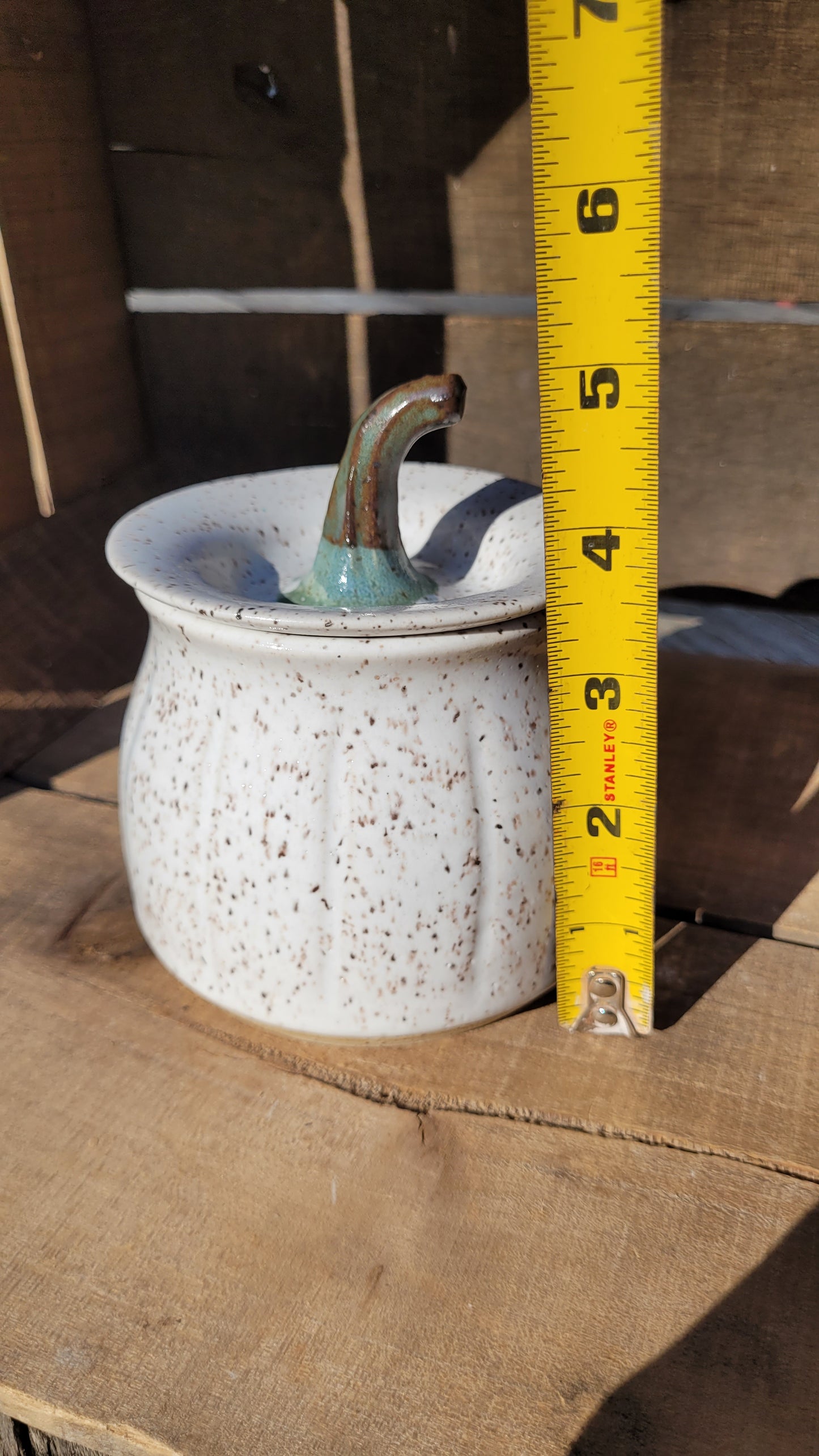 Speckled White Pumpkin Jar