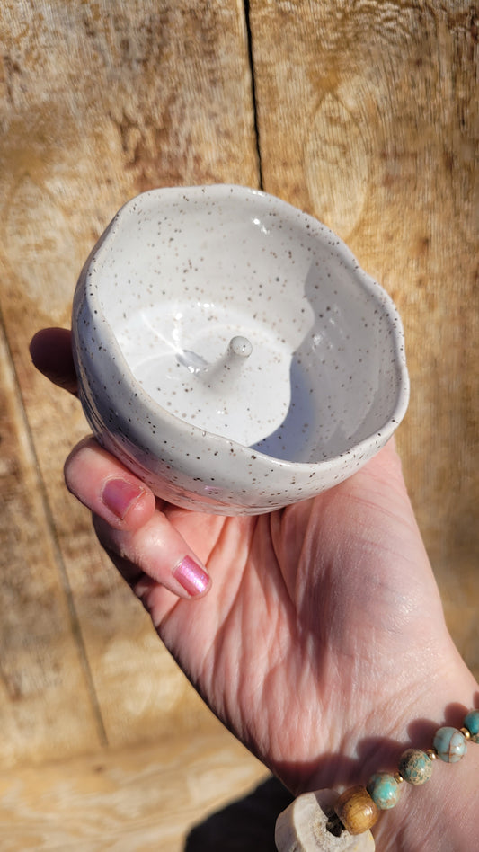 White Speckled Wheelthrown Ring Dish