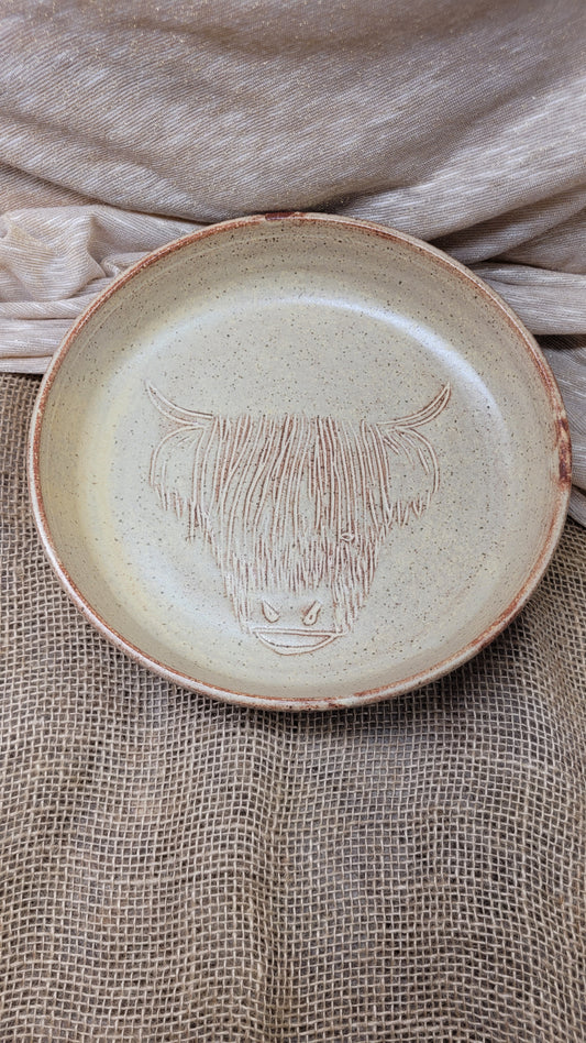 Handcarved Highlander Wheelthrown 9in pie plate