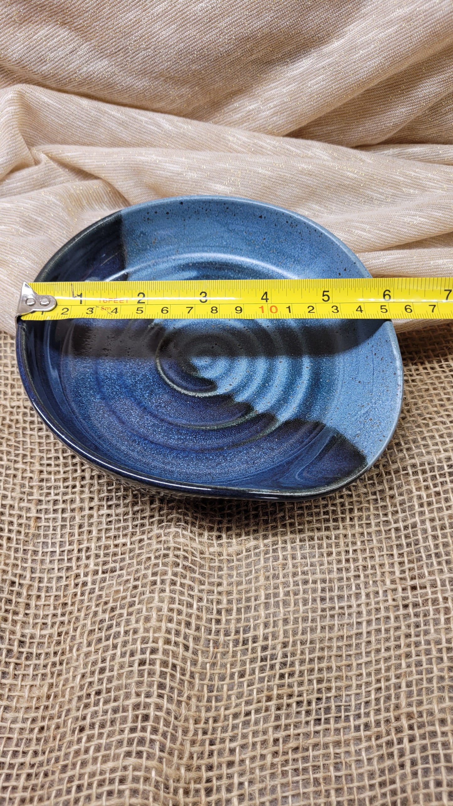 Two Blue Wheelthrown Spoonrest