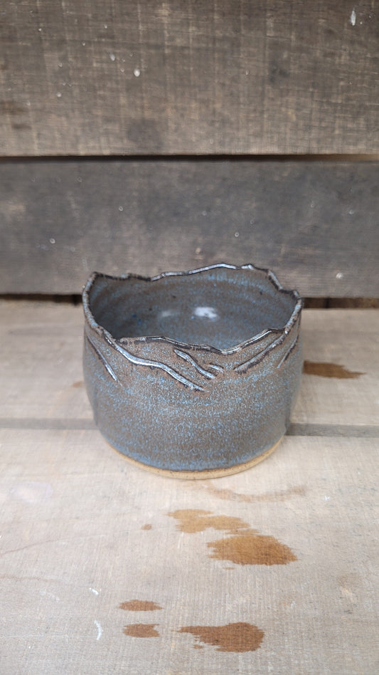 Dark Rustic Blue Mountain edge Wheelthrown Bowl