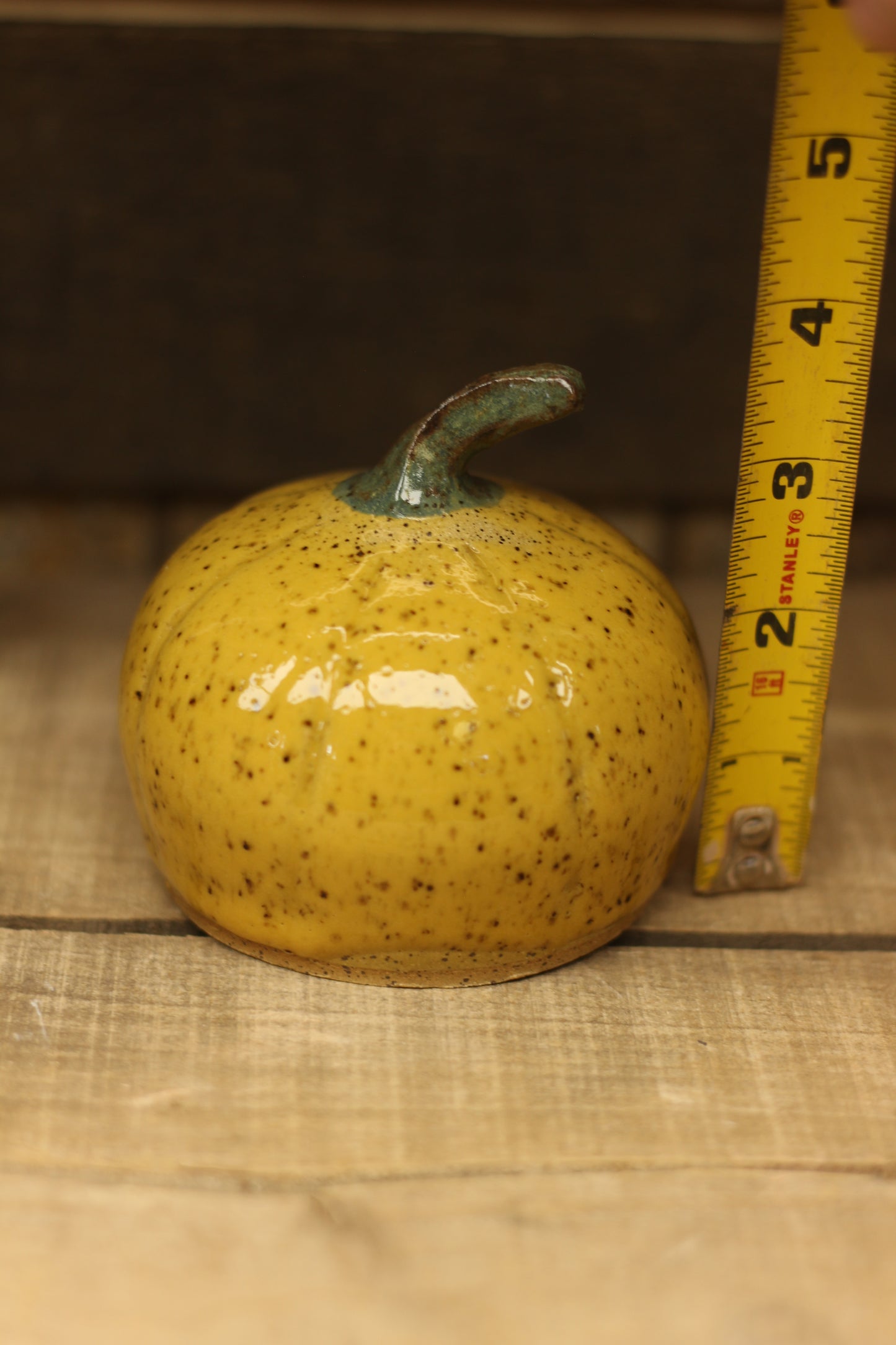 Yellow Wheelthrown Hollow Pumpkin