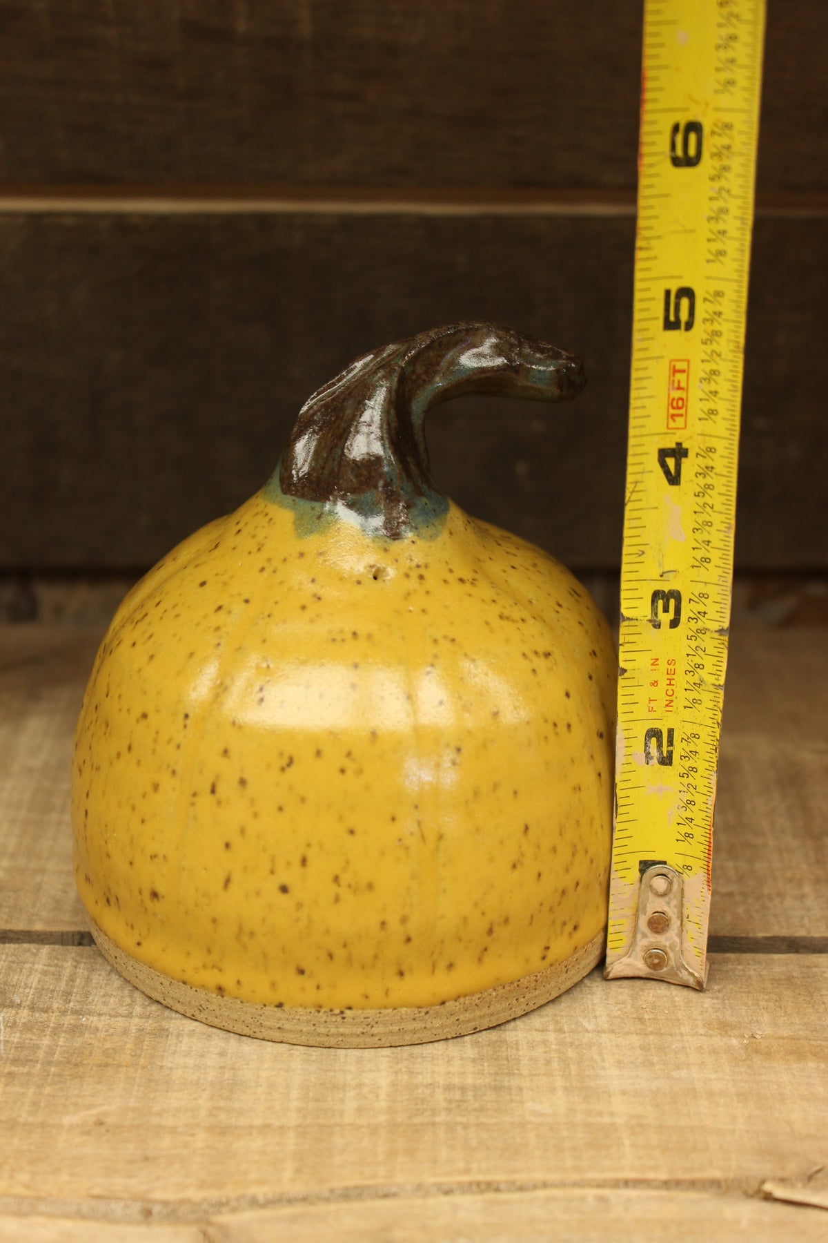 Wheelthrown Hollow Yellow Speckled Pumpkin