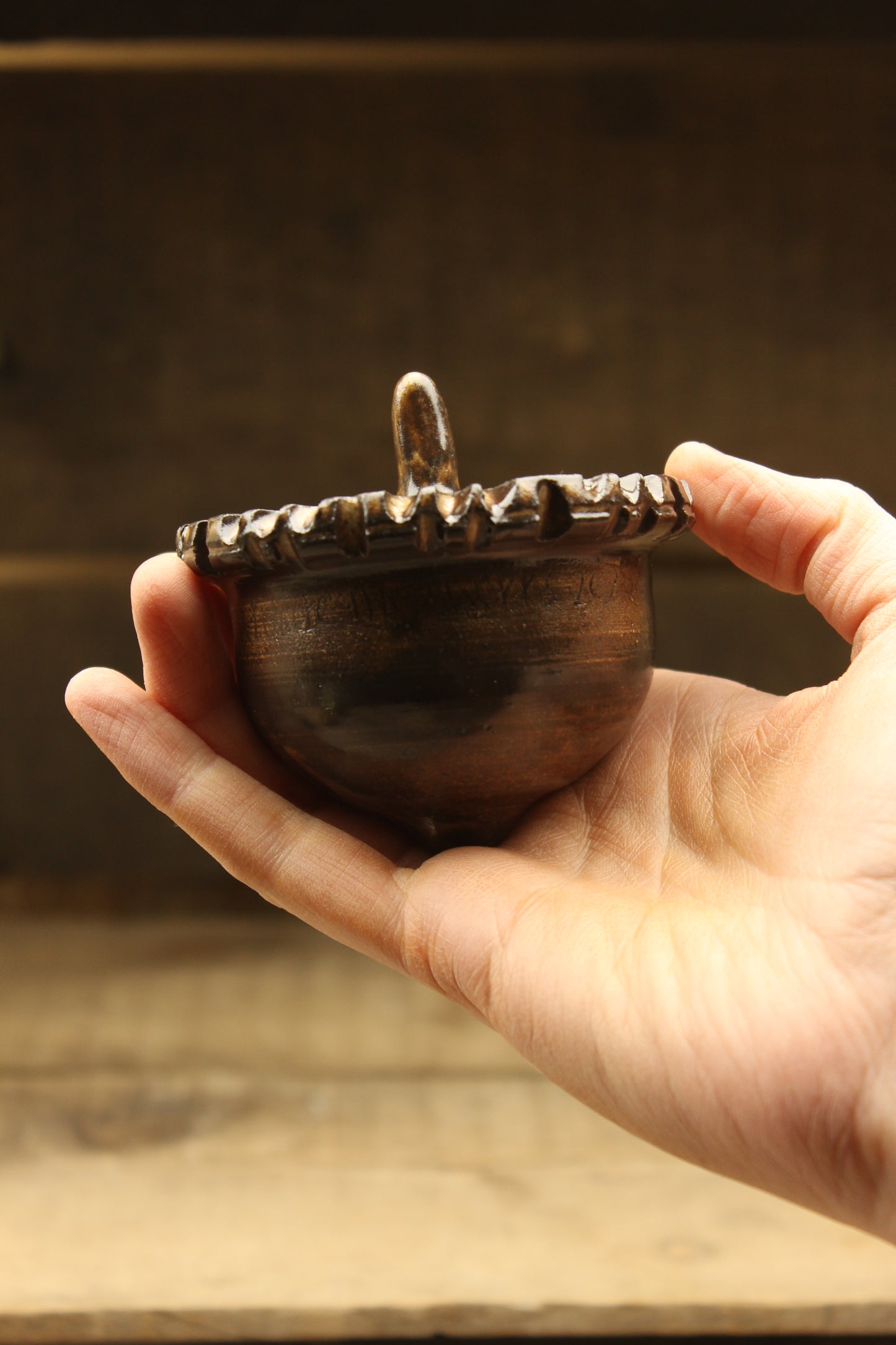 Cacao Wheelthrown Acorn #1