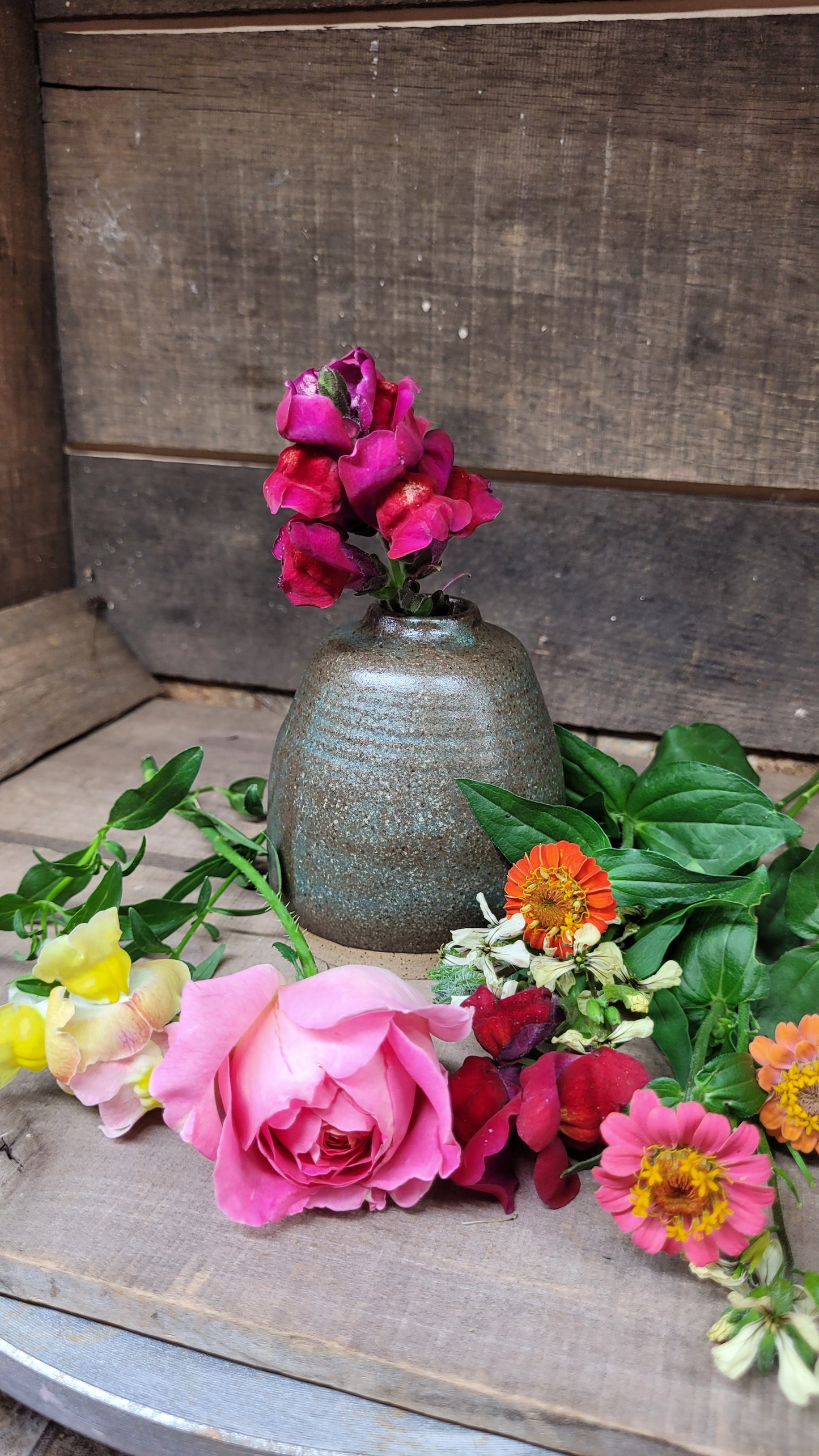 Rustic Green Bud Vase