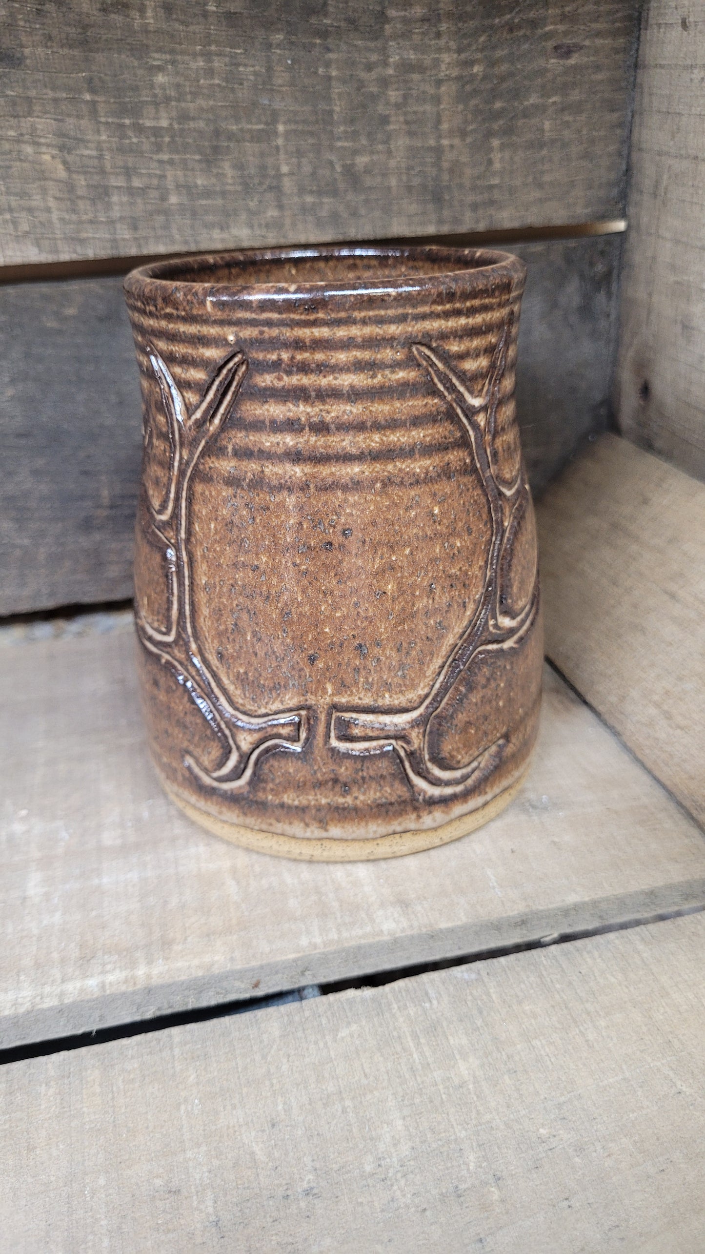 Mountain Thrown Brown Elk Antler Tumbler #2 14oz