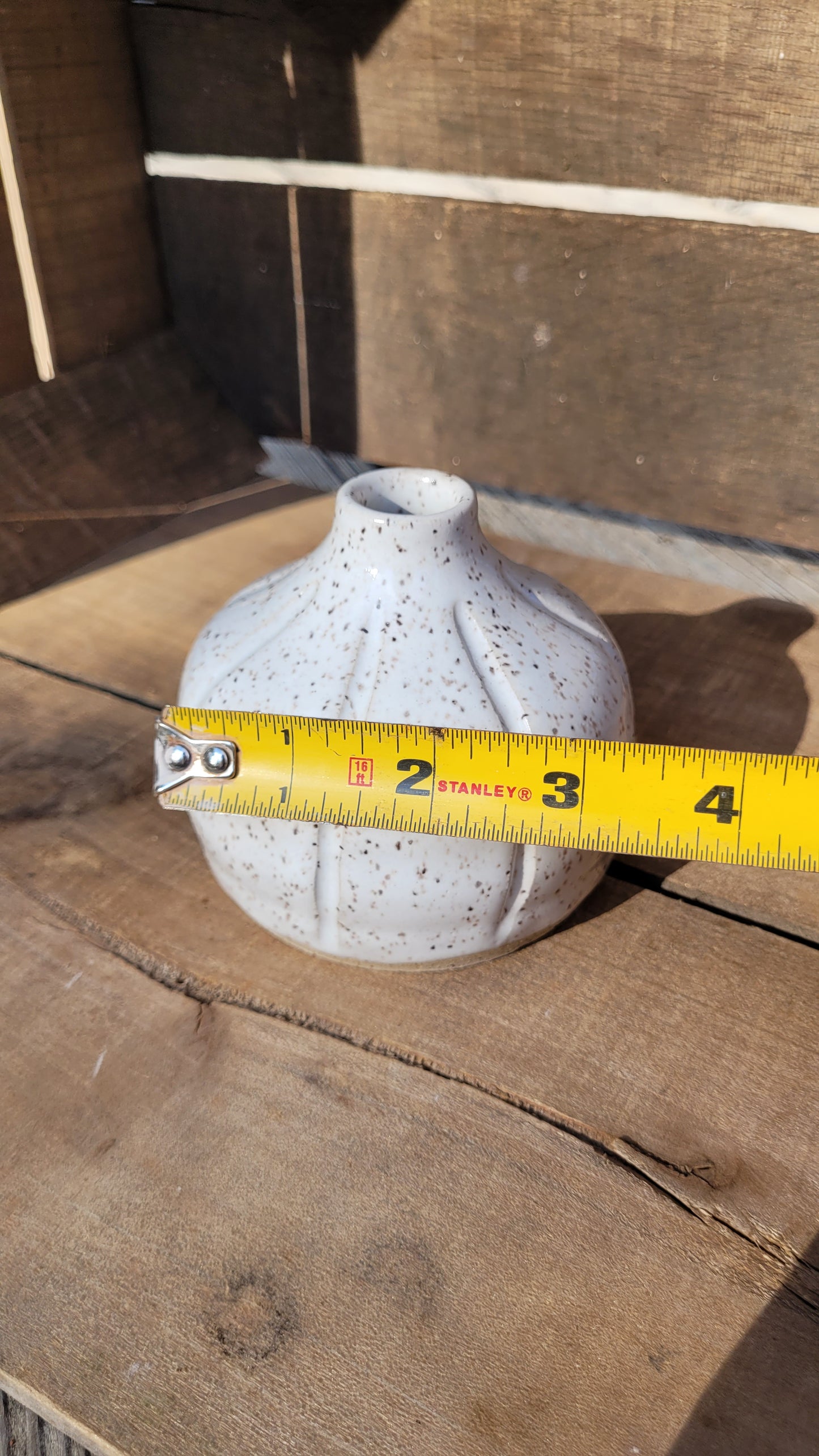 Speckled White Pumpkin Bud Vase