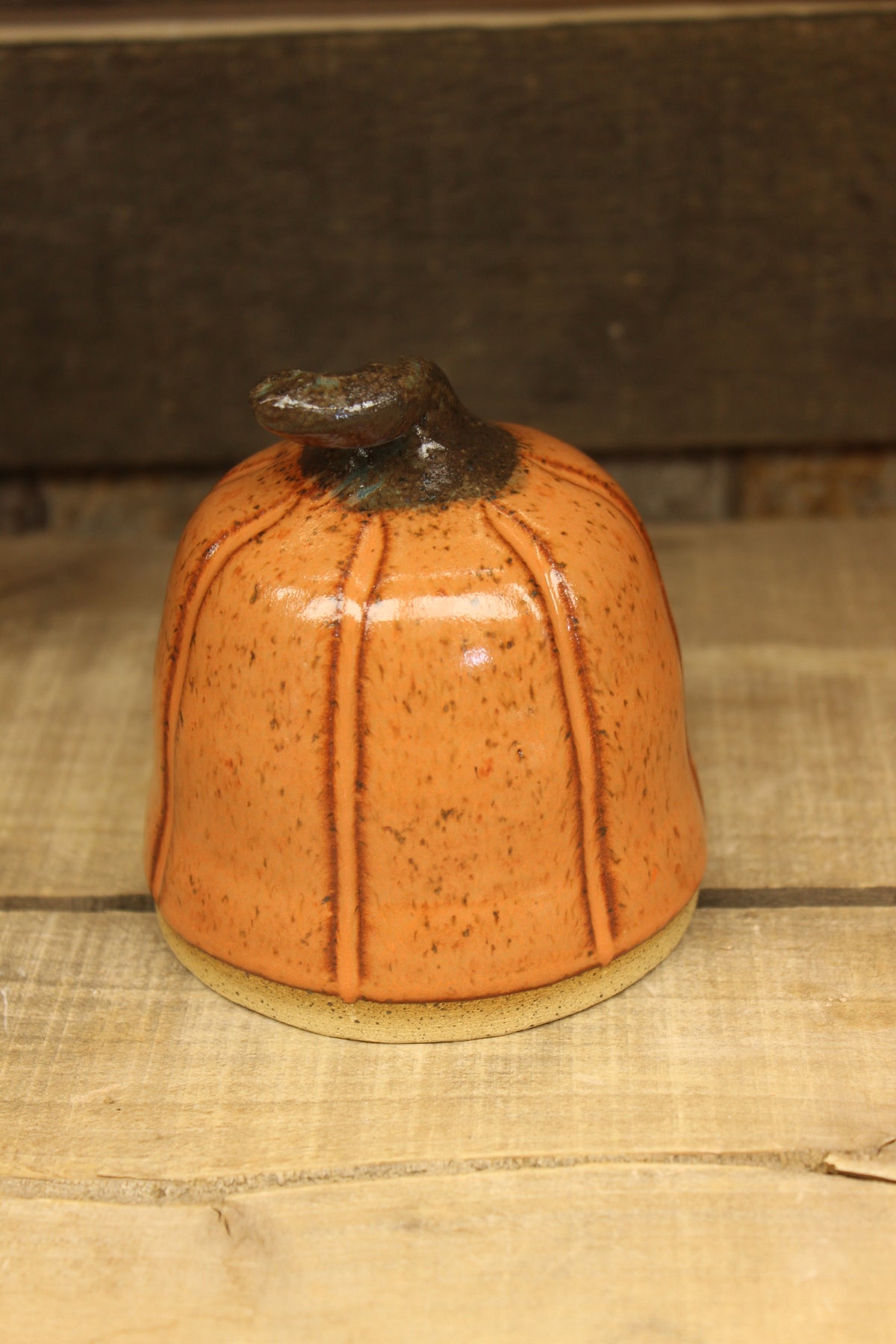 Wheelthrown Hollow Speckled Orange Pumpkin