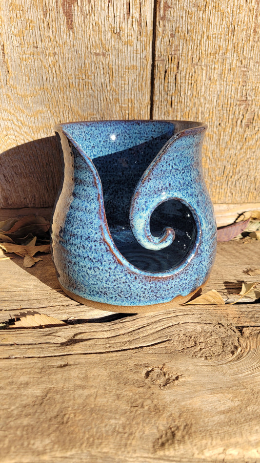 Blue Speckled Wheelthrown Yarn Bowl/Fruit Bowl