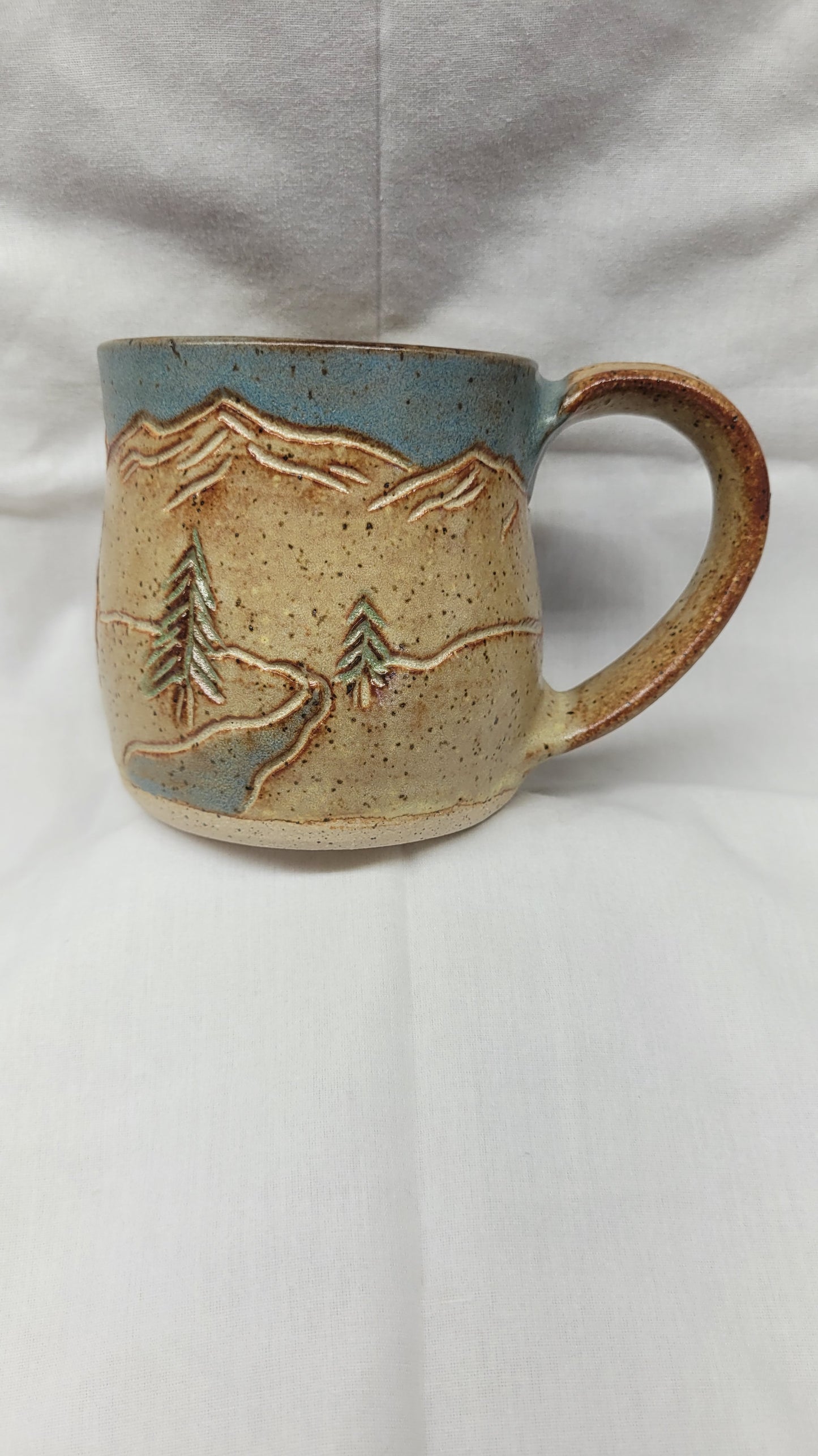 Handcarved Hammock in the Mountains Wheelthrown Mug 14oz