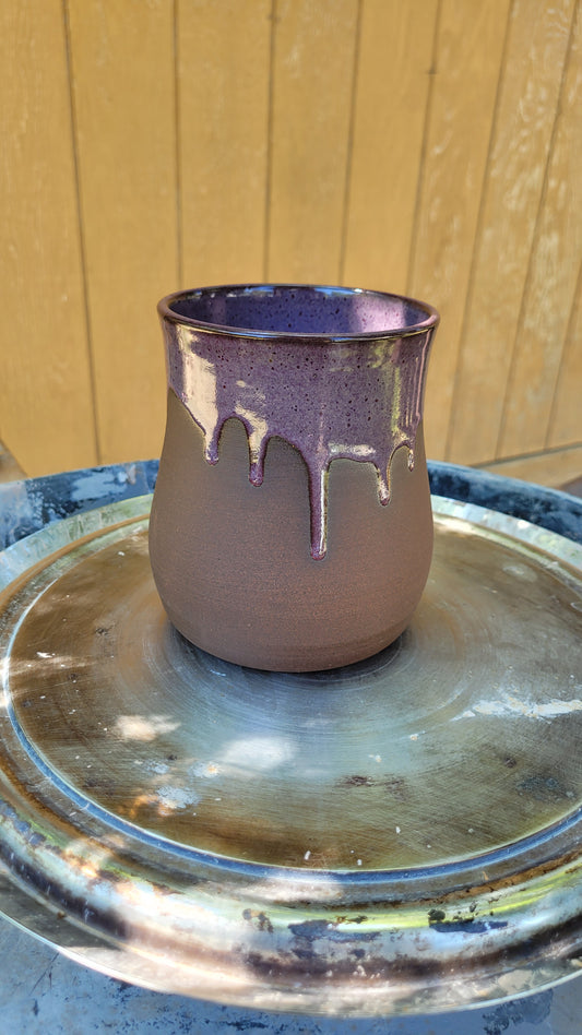 Purple Chocolate Drippy Wheelthrown Vase