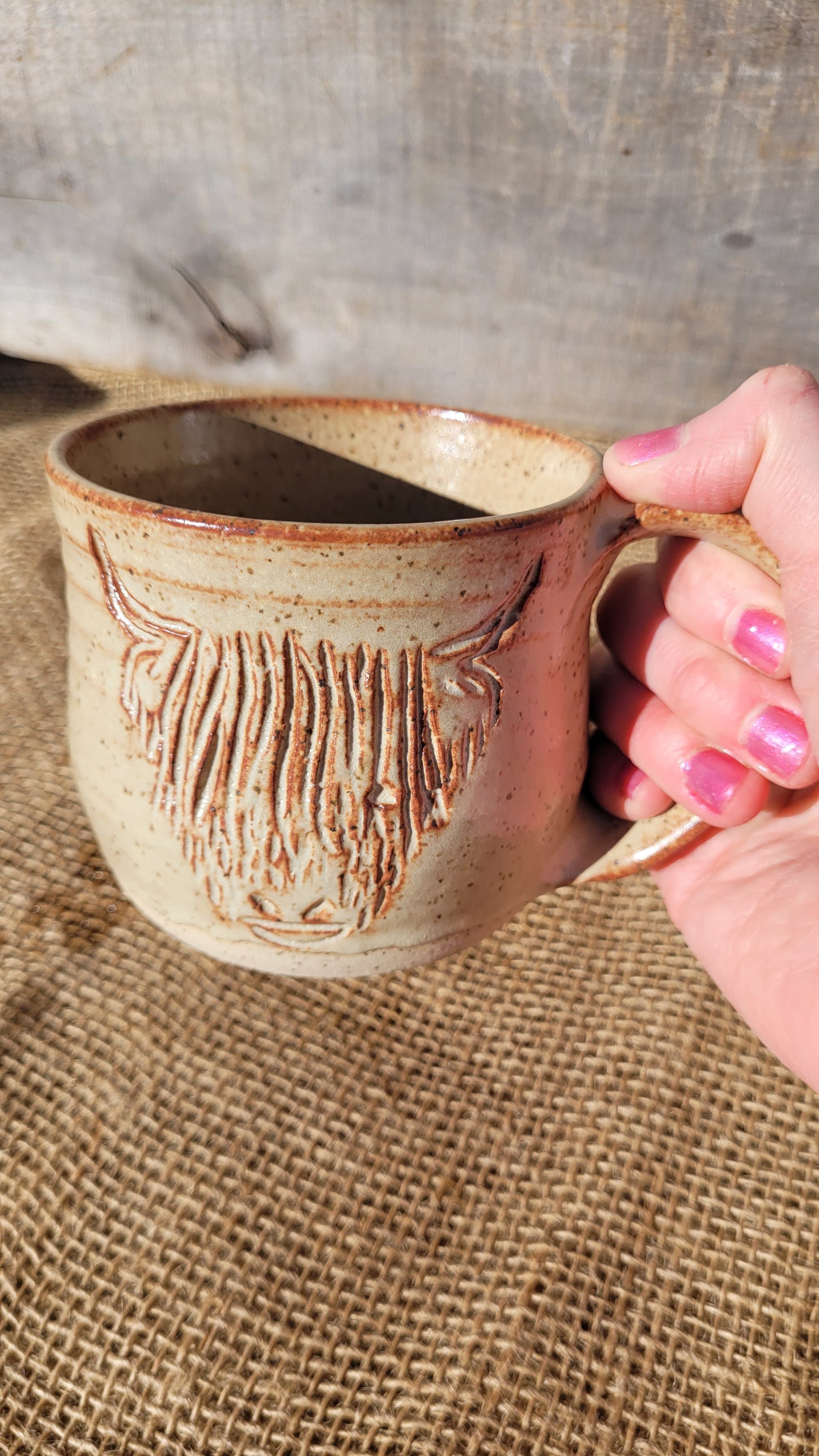 Chai Handcarved Highlander Wheelthrown Cappuccino Mug 16oz