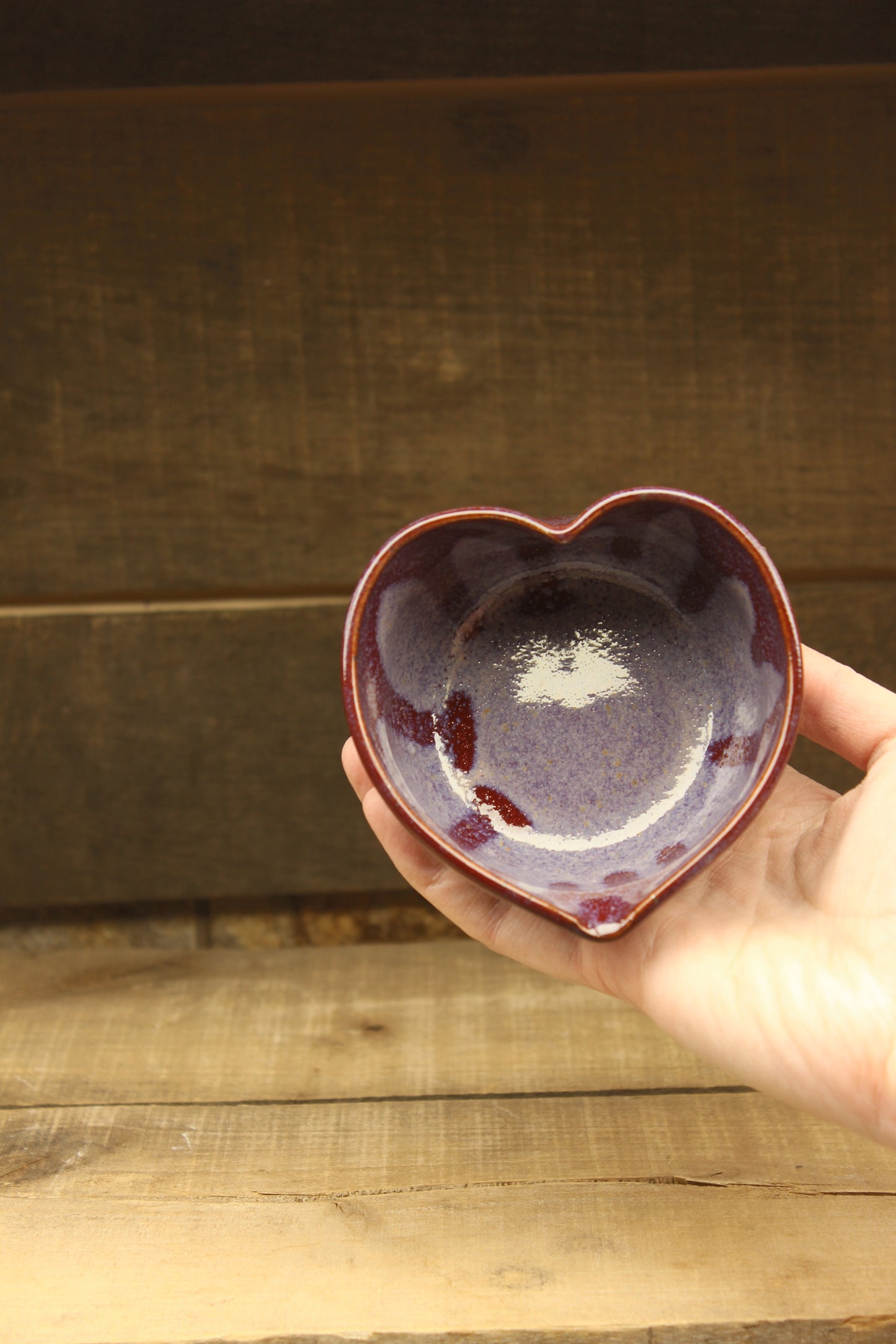Purple and Red Drip Wheelthrown Heart Bowl