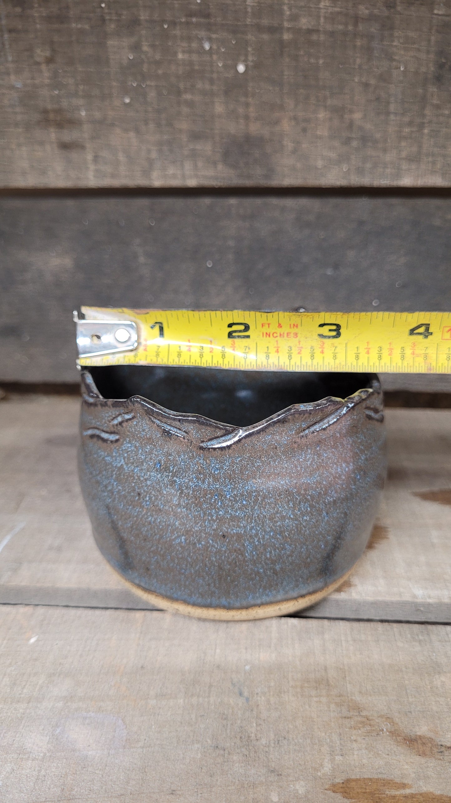 Dark Rustic Blue Mountain edge Wheelthrown Bowl