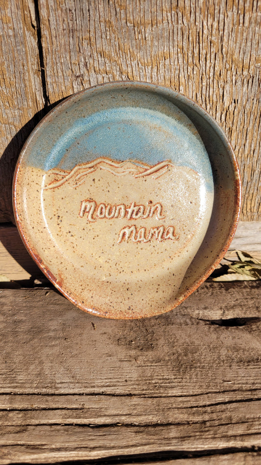 Handcarved Mountain Mama Wheelthrown Spoonrest