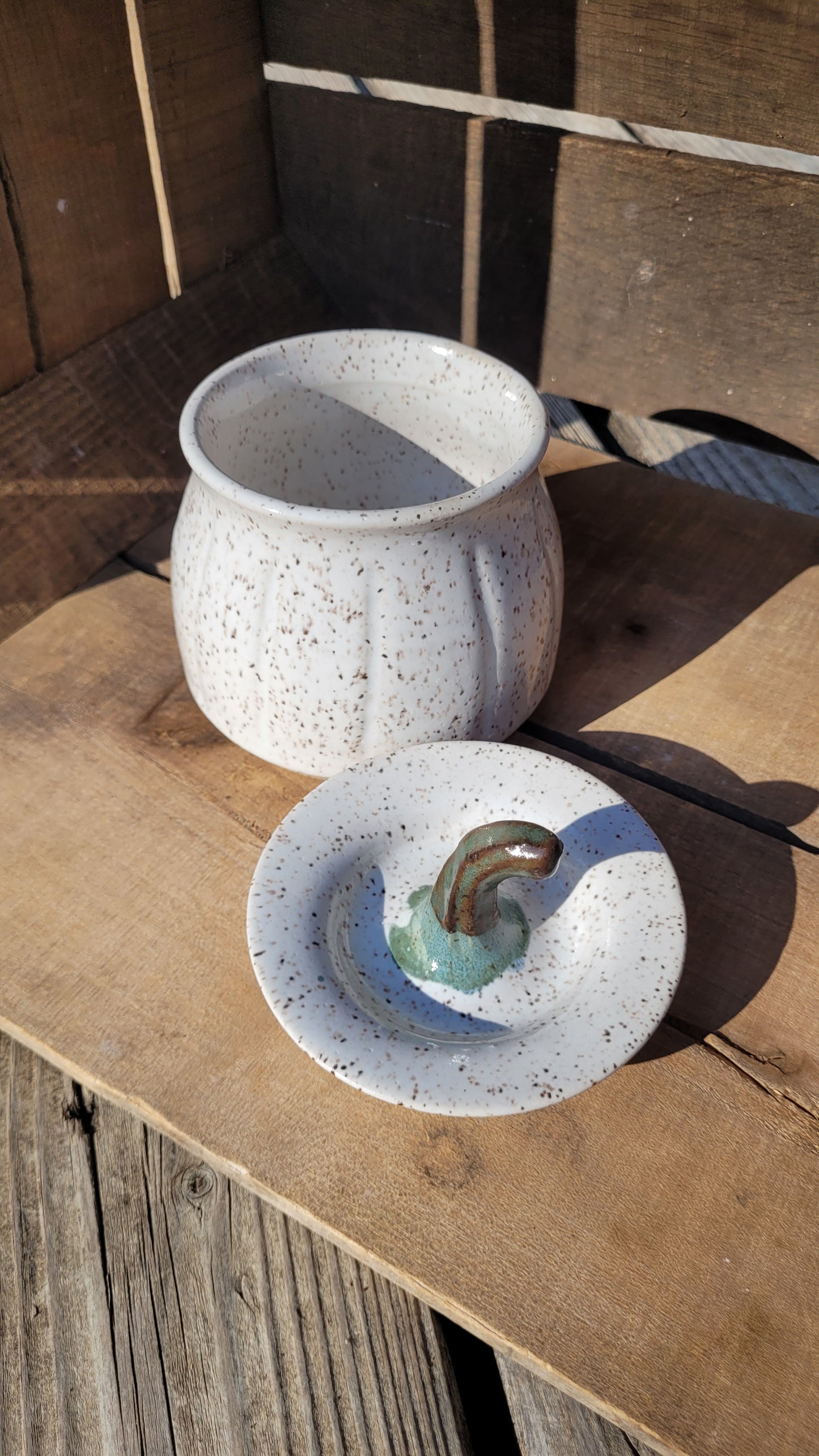 Speckled White Pumpkin Jar