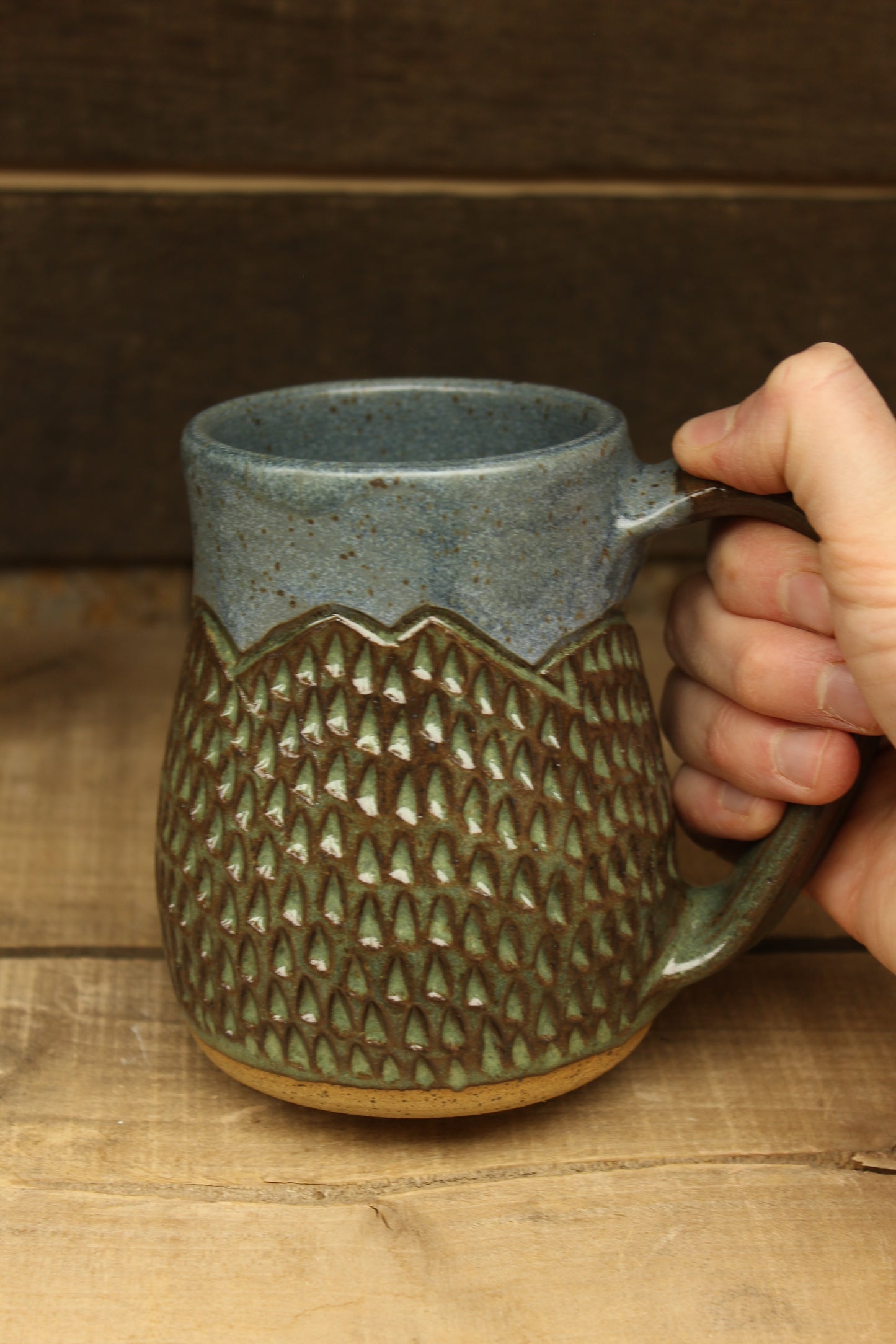 Mountain Thrown Textured Forest Mountain Mug 14oz