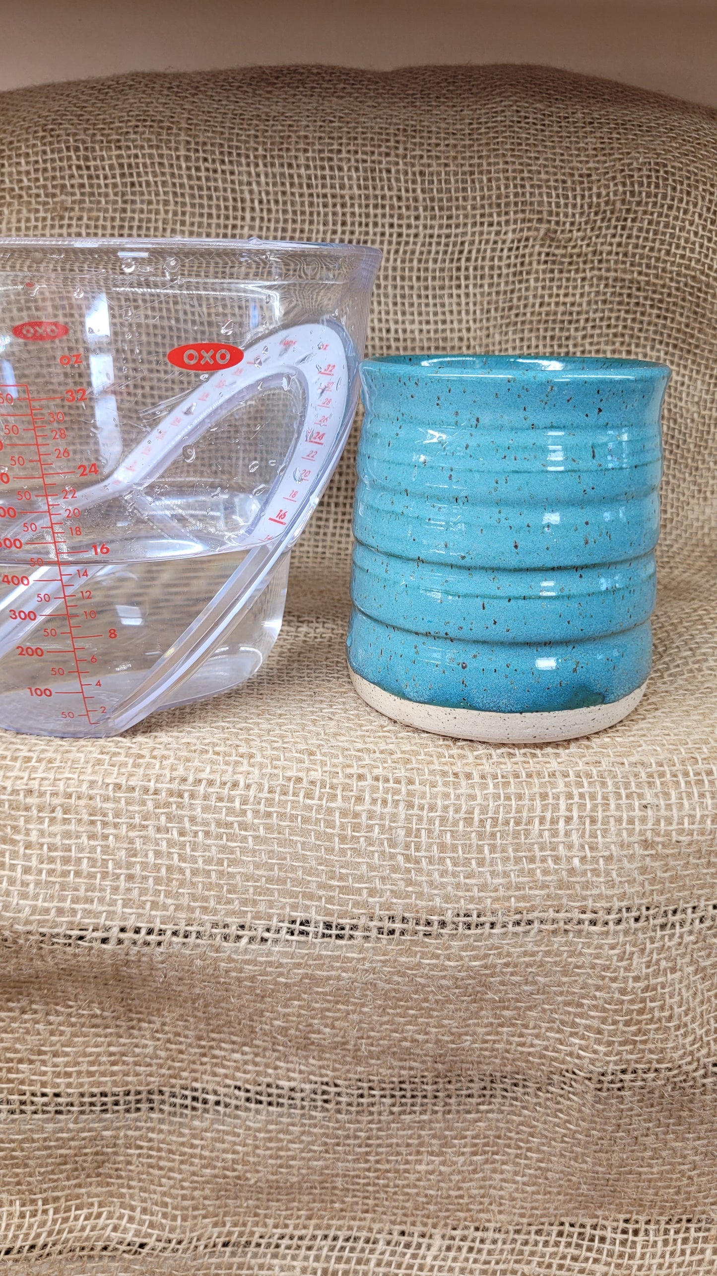 Turquoise Bubble Wheelthrown Tumbler 15oz