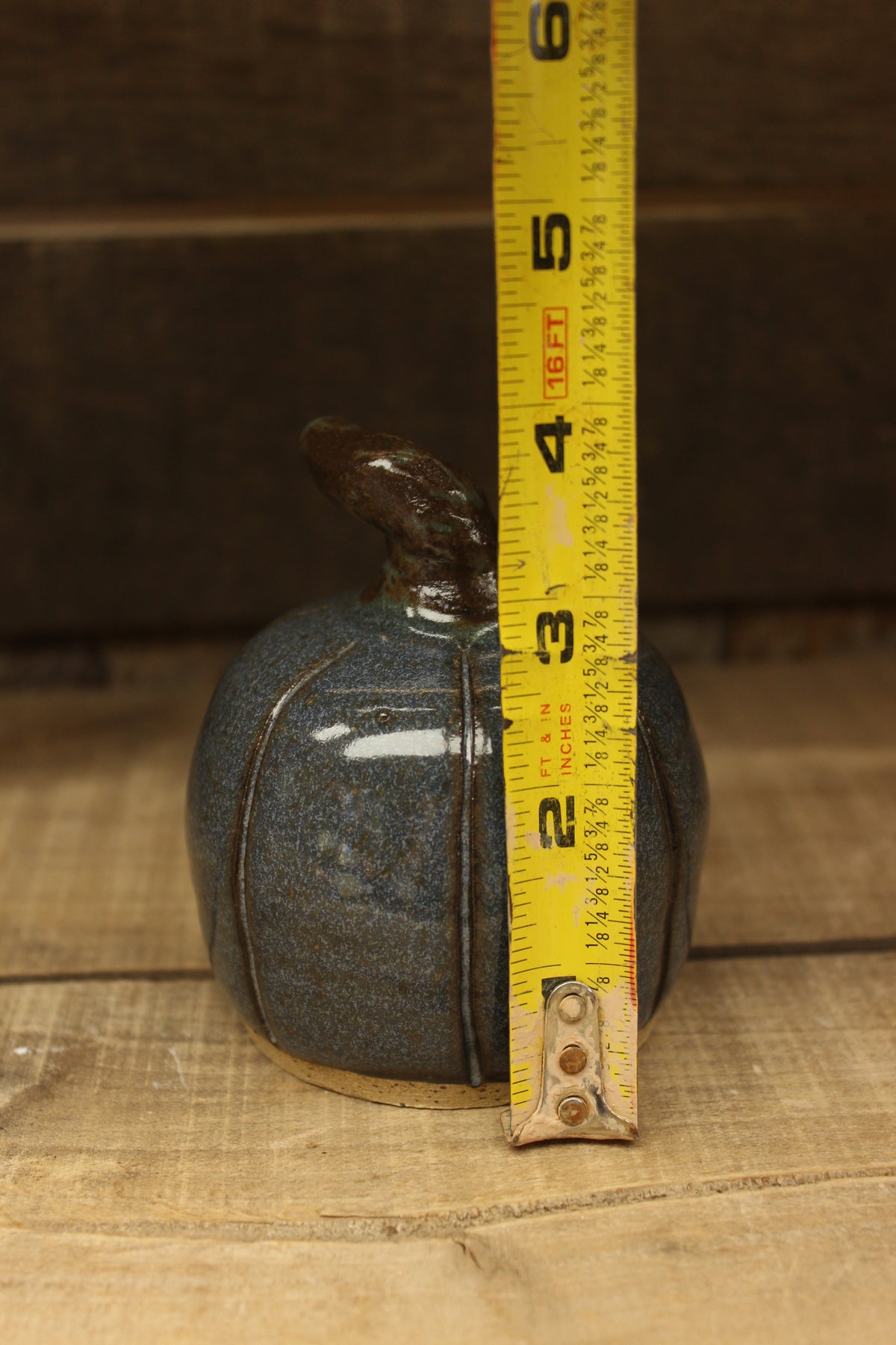 Dark Blue Wheelthrown Hollow Pumpkin