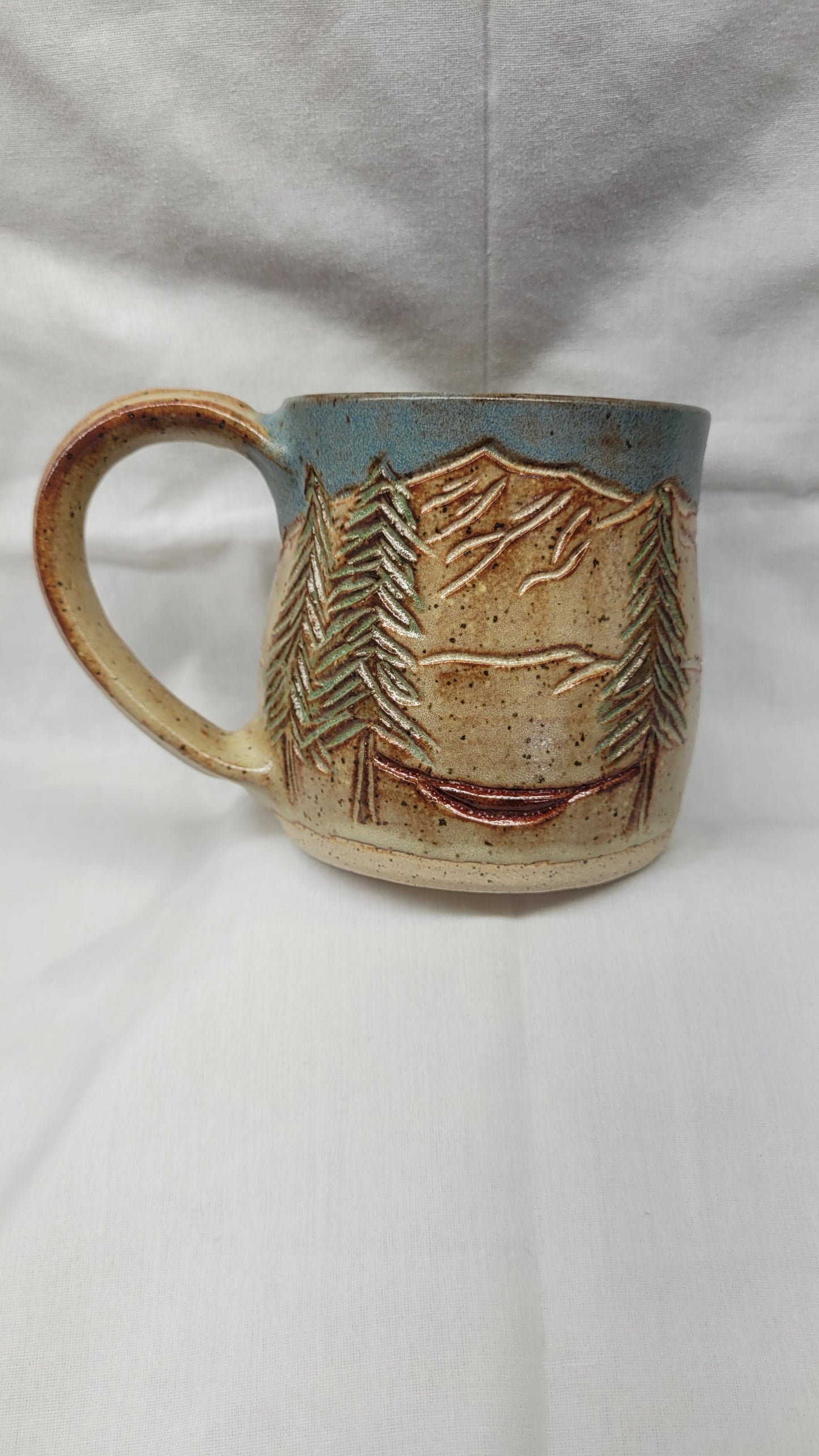 Handcarved Hammock in the Mountains Wheelthrown Mug 14oz