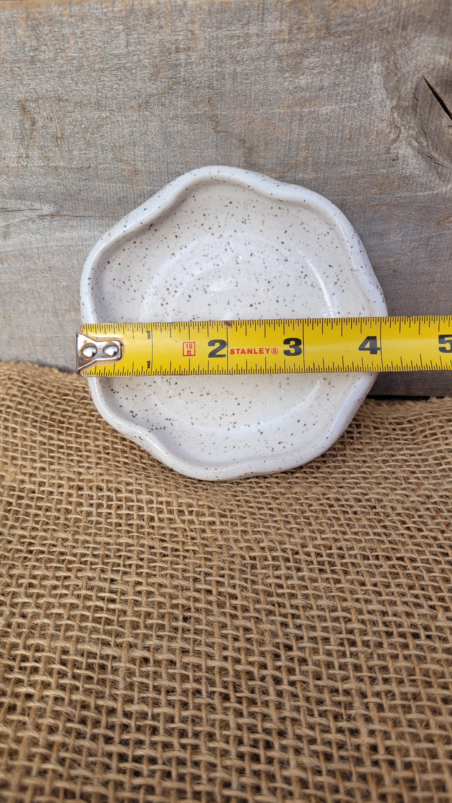 White Speckled Wheelthrown Fluted Small Dish